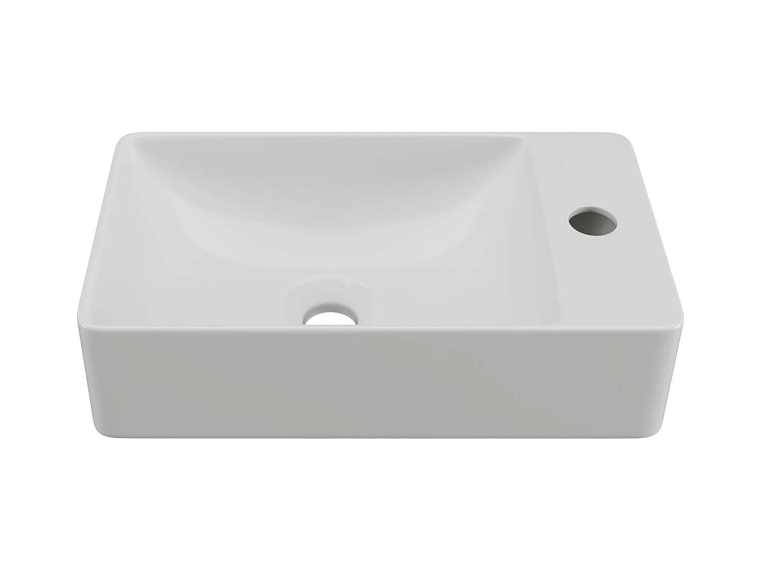 Lavabo flotante de cerámica blanca - Ancho 38 x Alt. 10 x Prof. 22 cm - ERAVAL II