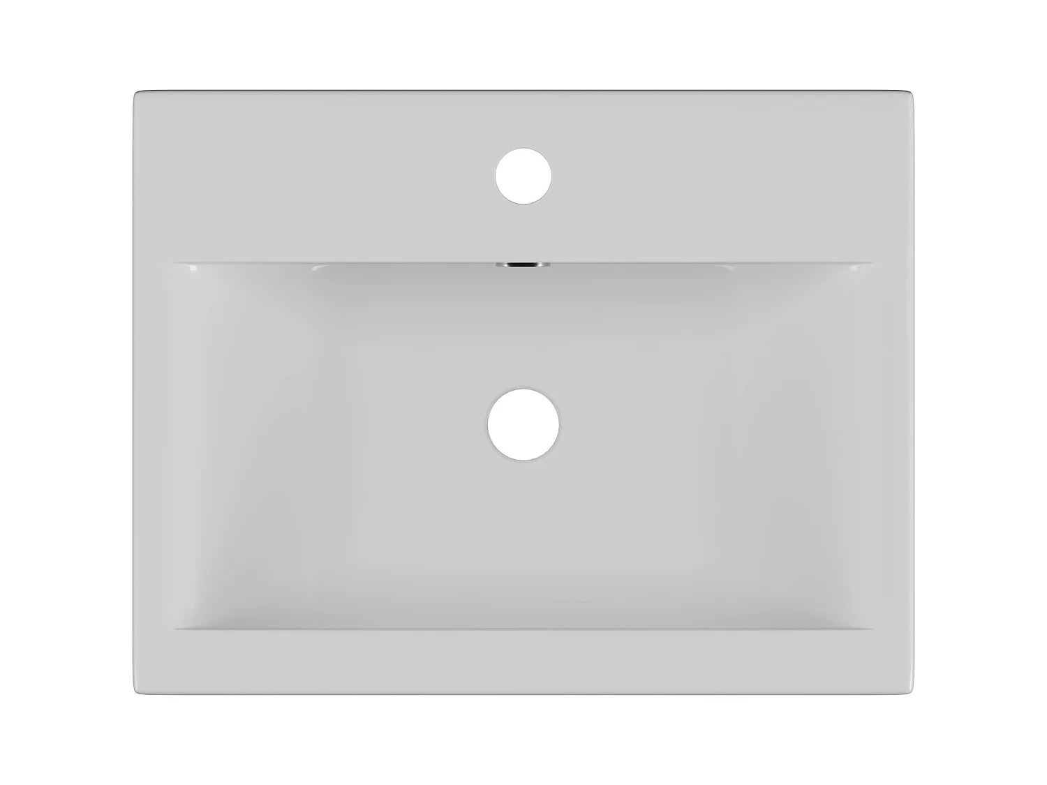 Halbeinbauwaschbecken rechteckig - Keramik - 51,5 cm - Weiß - YASMAC II