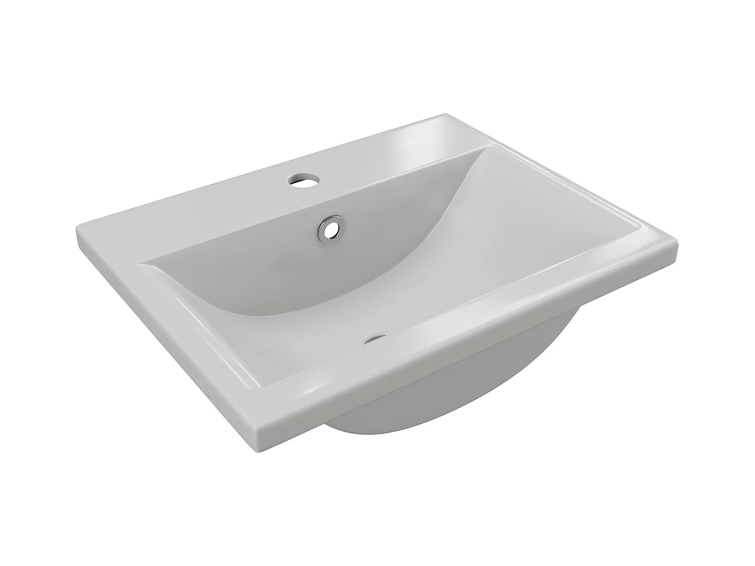 Halbeinbauwaschbecken rechteckig - Keramik - 51,5 cm - Weiß - YASMAC II