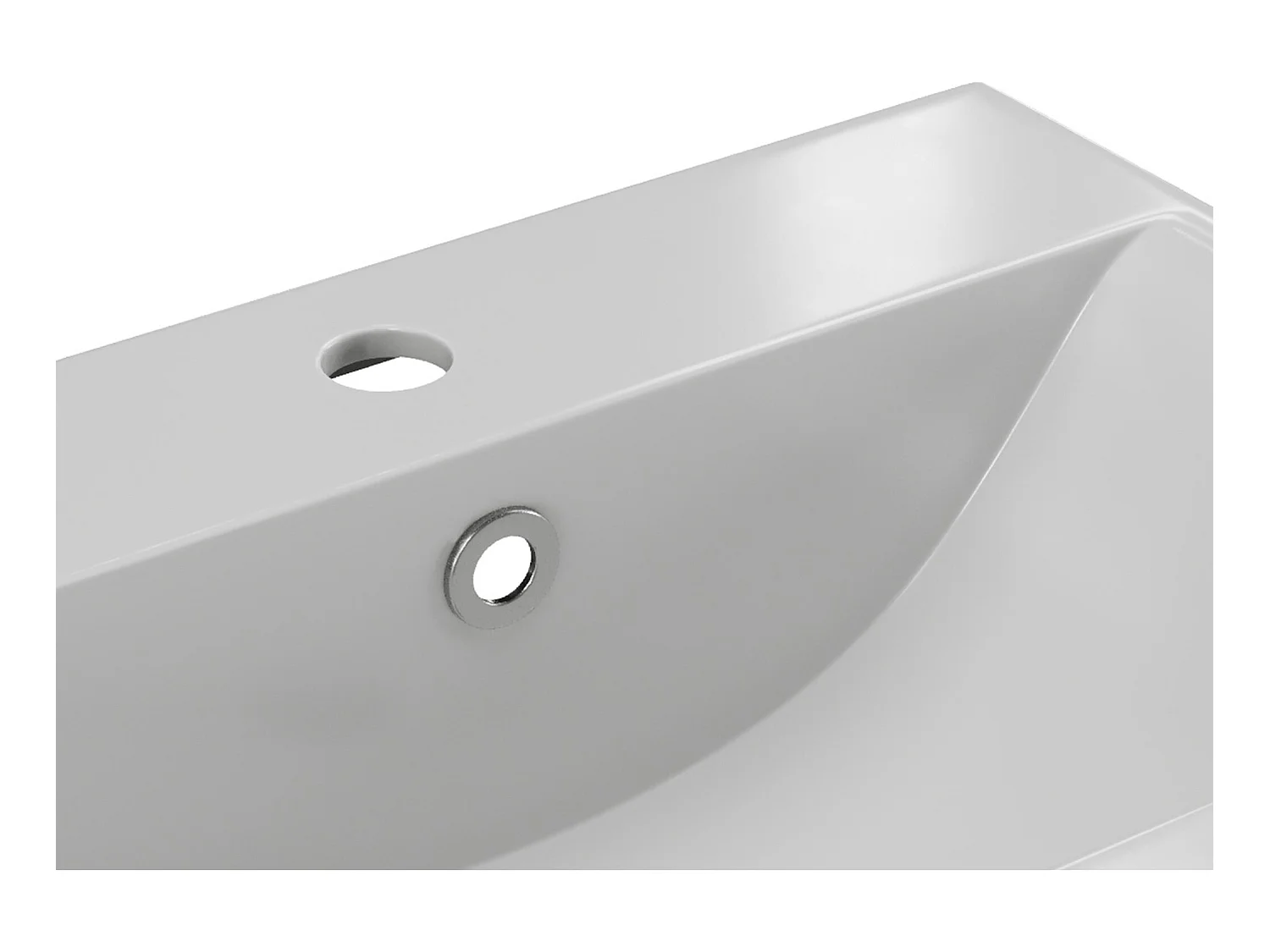Halbeinbauwaschbecken rechteckig - Keramik - 51,5 cm - Weiß - YASMAC II