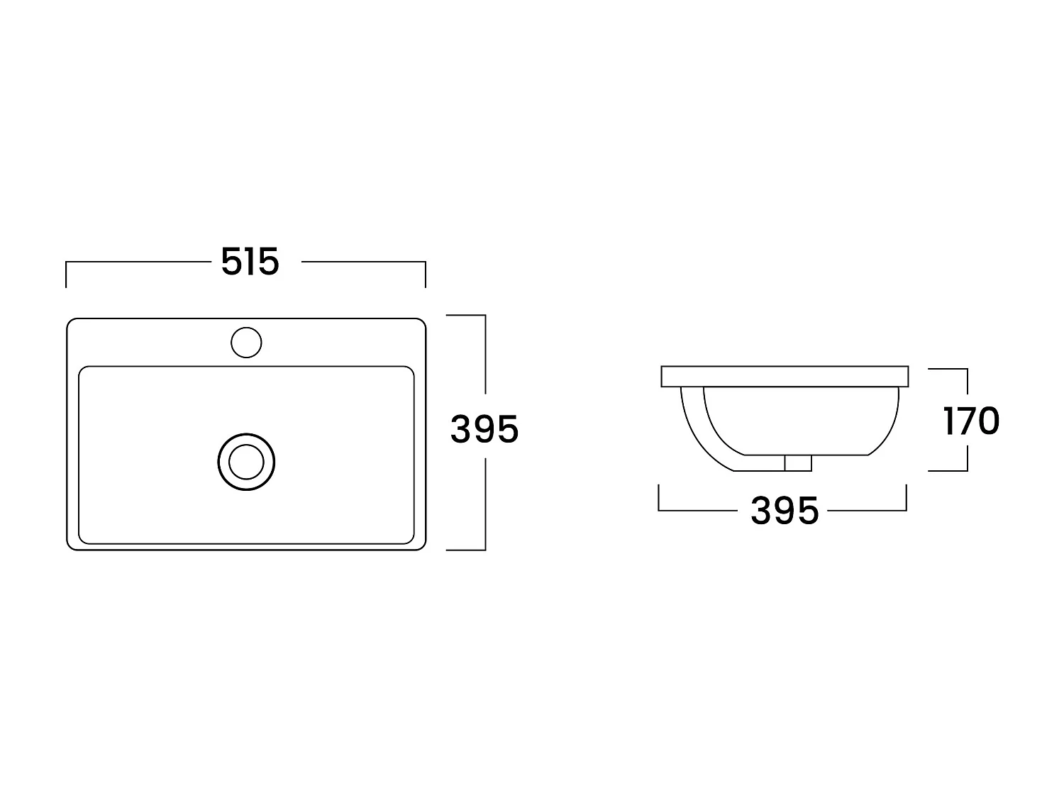 Vasque de salle de bain semi-encastrée rectangle en céramique - L51,5 cm - Blanc - YASMAC II