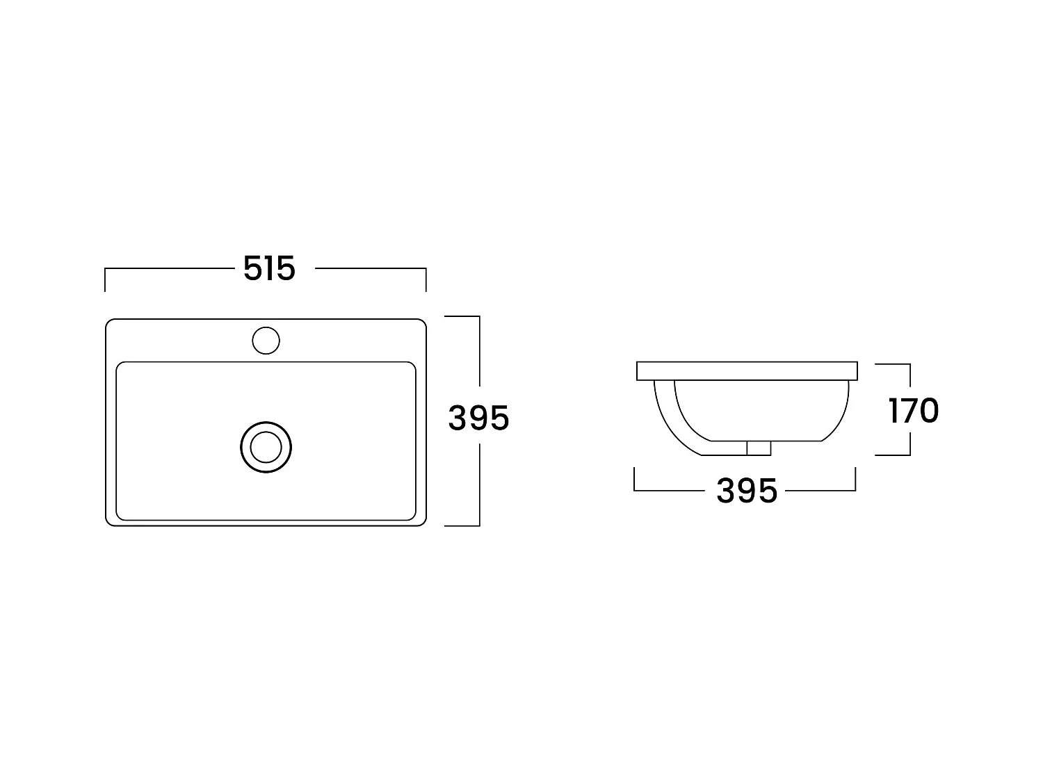 Lavabo semiempotrado rectangular de cerámica - blanco - YASMAC