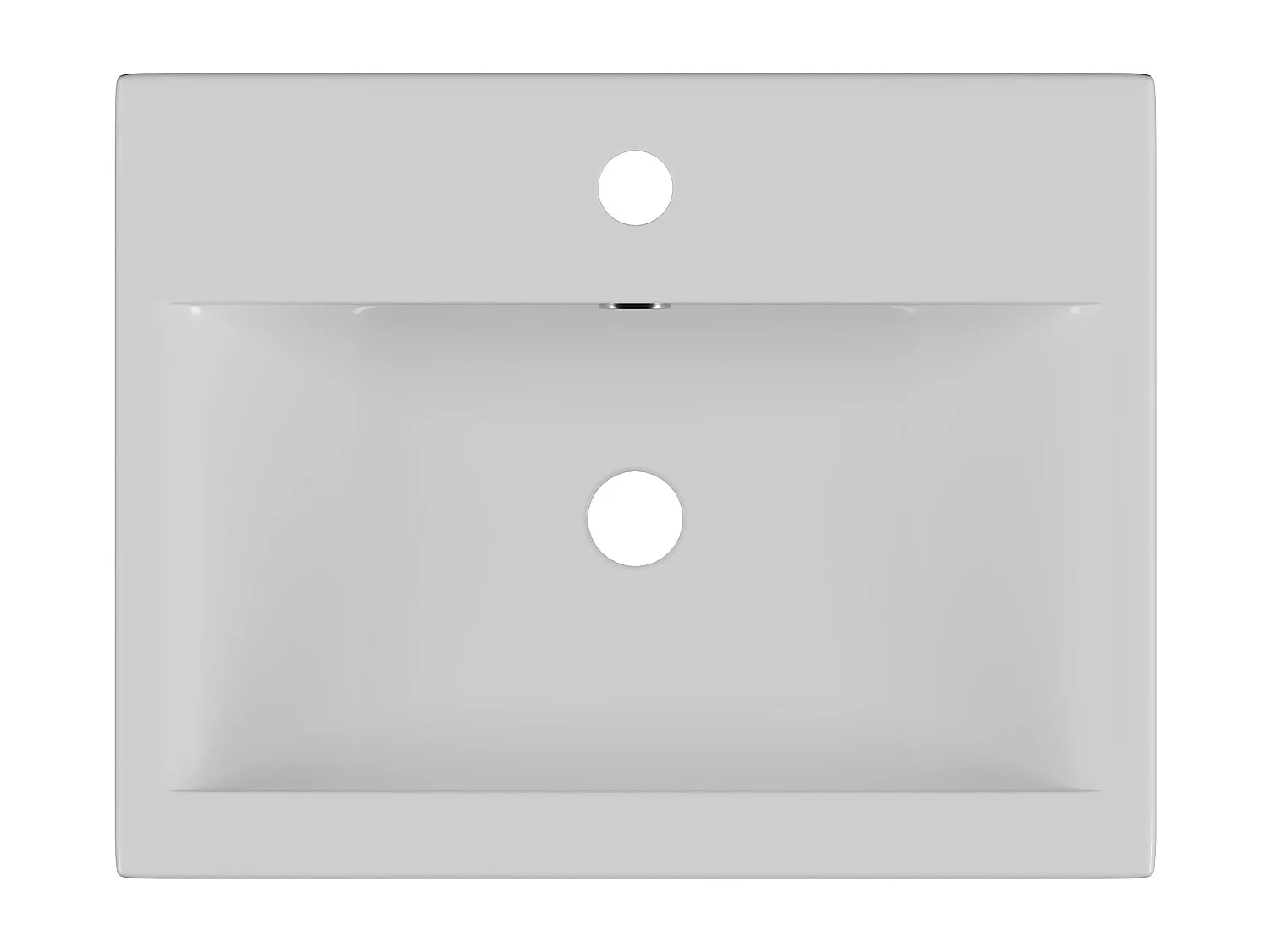 Halvinnebygd rektangulær keramisk servant - L51,5 cm - Hvit - YASMAC II