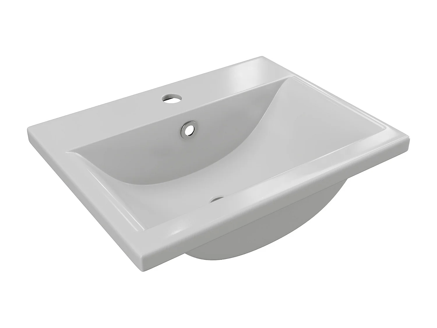 Halvinnebygd rektangulær keramisk servant - L51,5 cm - Hvit - YASMAC II