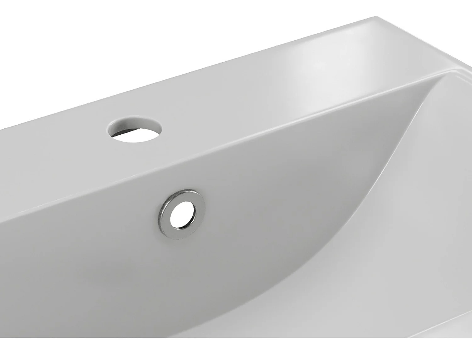 Halvinnebygd rektangulær keramisk servant - L51,5 cm - Hvit - YASMAC II