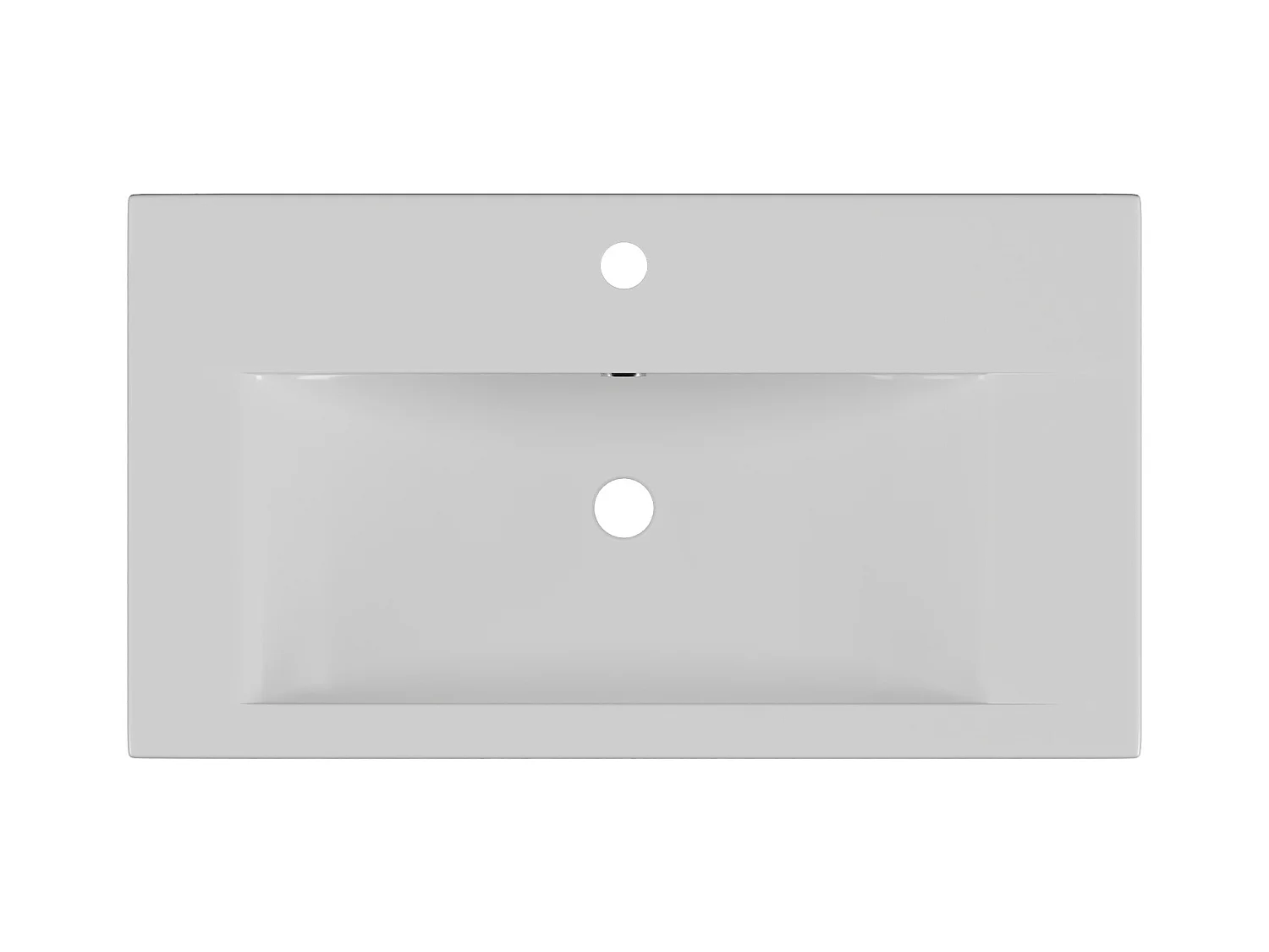 Umywalka łazienkowa do połowicznej zabudowy prostokątna ceramiczna - 71,5 cm - Biały - YASMAC II