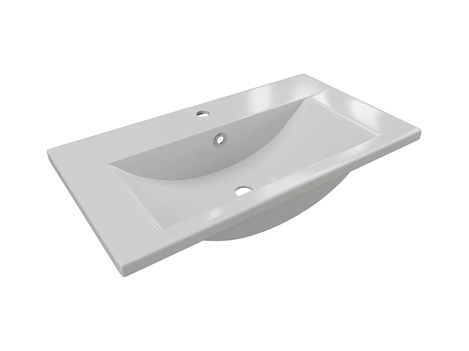 Umywalka łazienkowa do połowicznej zabudowy prostokątna ceramiczna - 71,5 cm - Biały - YASMAC II