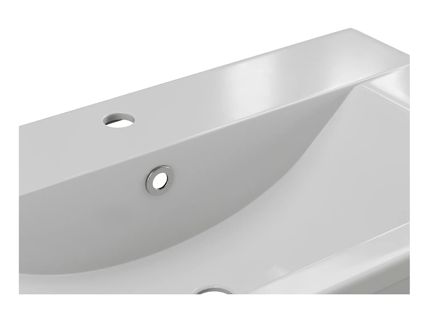 Umywalka łazienkowa do połowicznej zabudowy prostokątna ceramiczna - 71,5 cm - Biały - YASMAC II