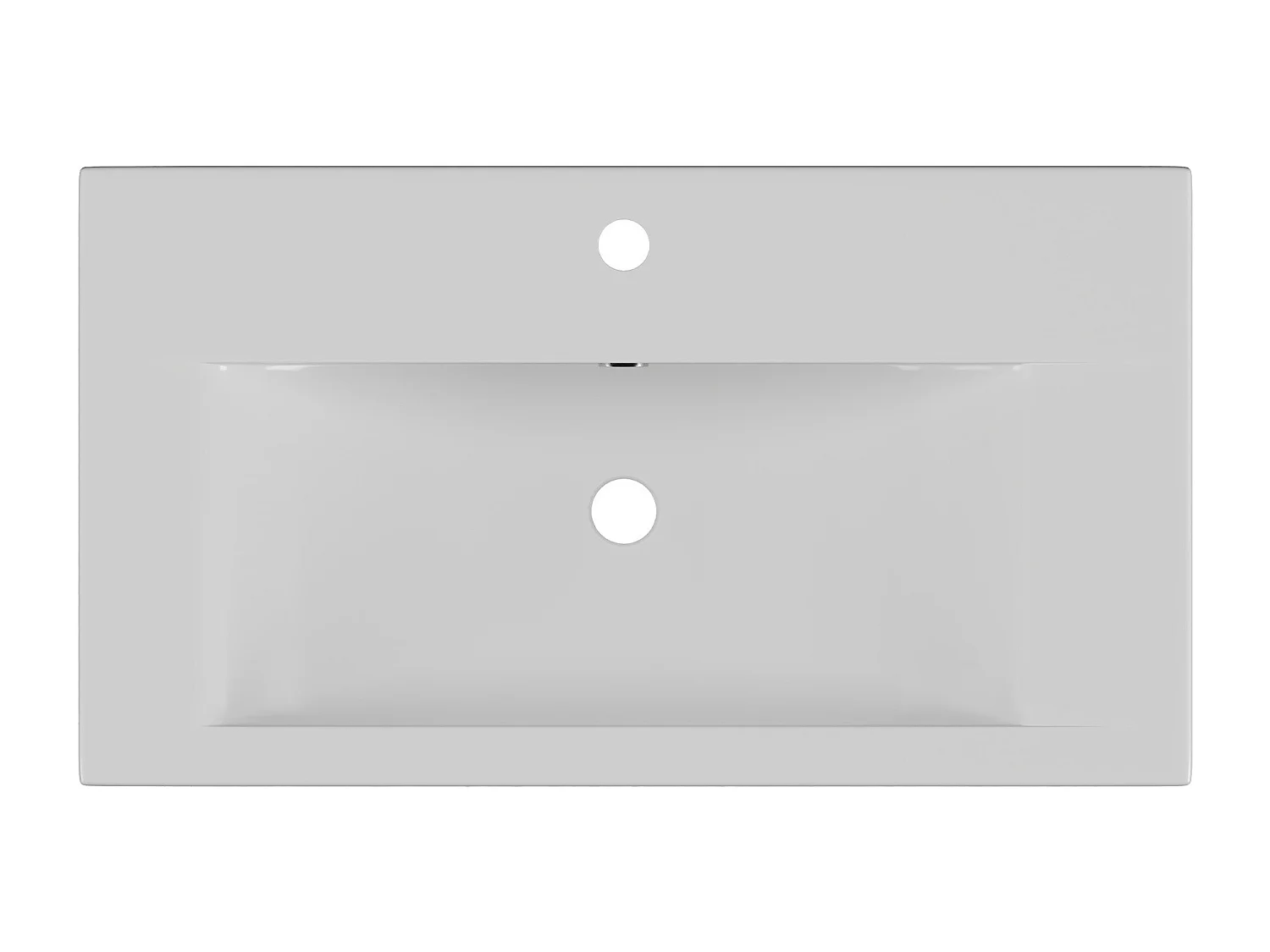Vasque de salle de bain semi-encastrée rectangle en céramique - 71,5 cm - Blanc - YASMAC II