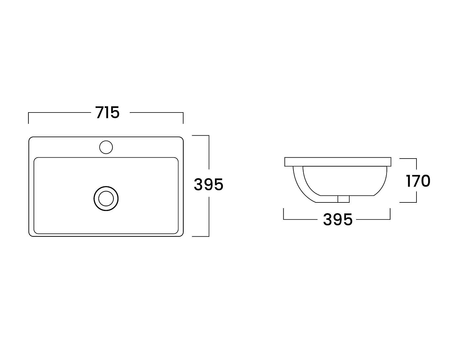 Vasque de salle de bain semi-encastrée rectangle en céramique - 71,5 cm - Blanc - YASMAC II
