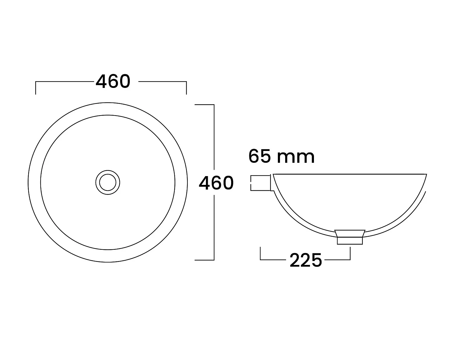 Vasque de salle de bain semi-encastrée ronde en céramique - 46 cm - Blanc - CATONAC II