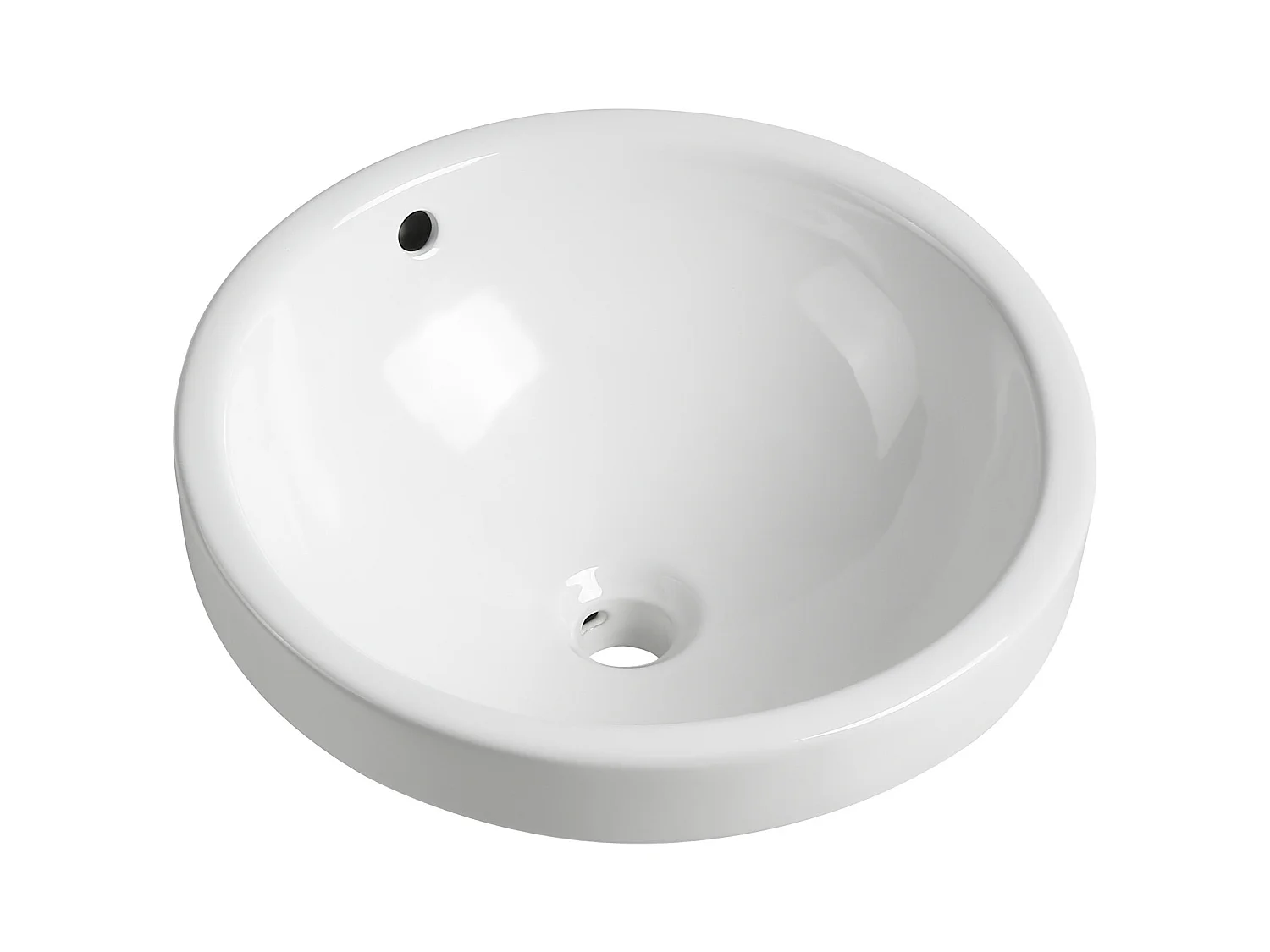 Vasque de salle de bain semi-encastrée ronde en céramique - 46 cm - Blanc - CATONAC II