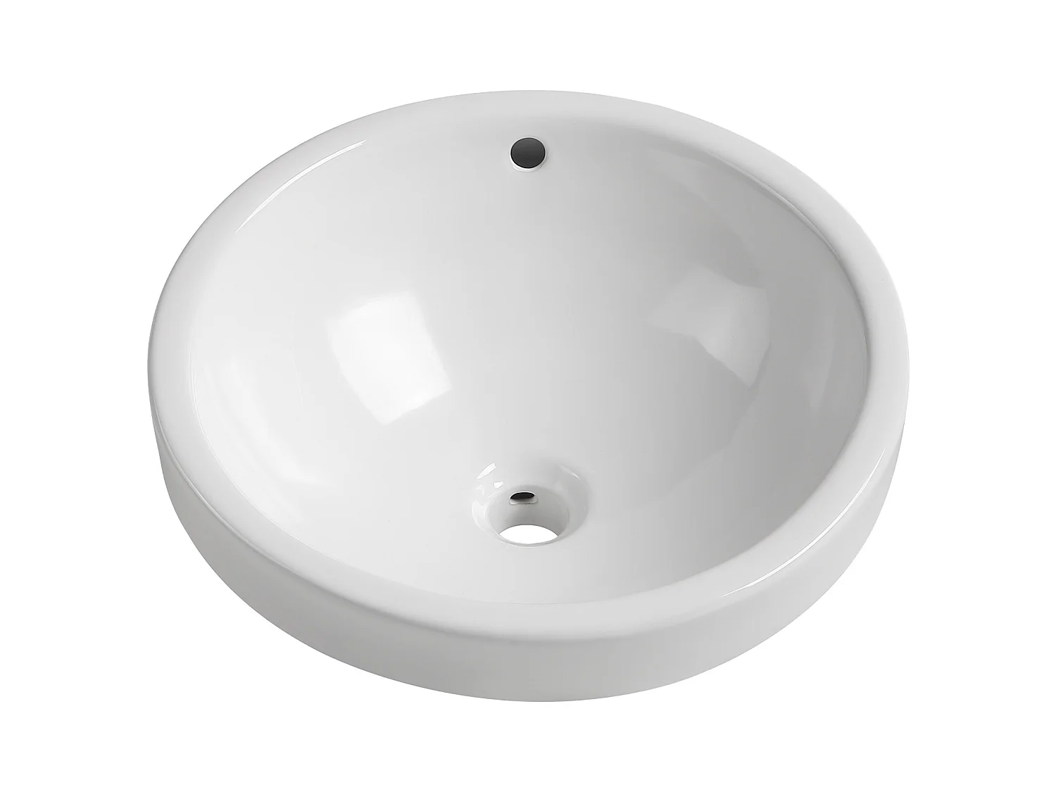 Vasque de salle de bain semi-encastrée ronde en céramique - 46 cm - Blanc - CATONAC II