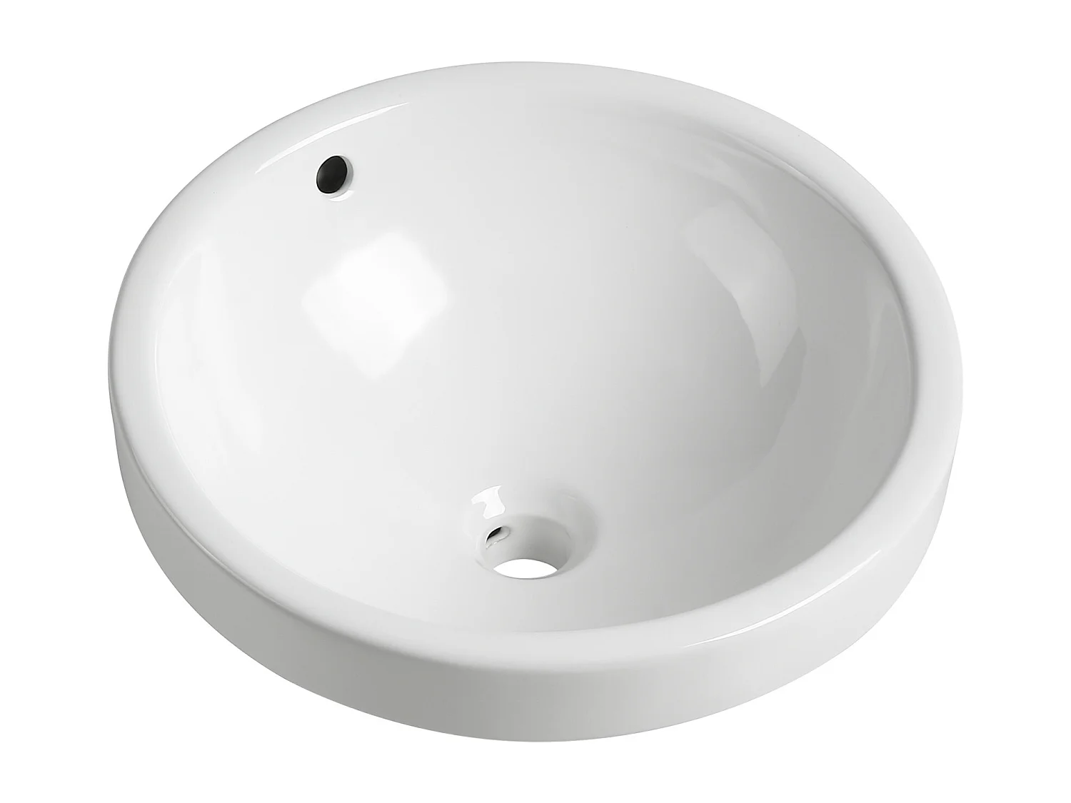 Vasque de salle de bain semi-encastrée ronde en céramique - 46 cm - Blanc - CATONAC II