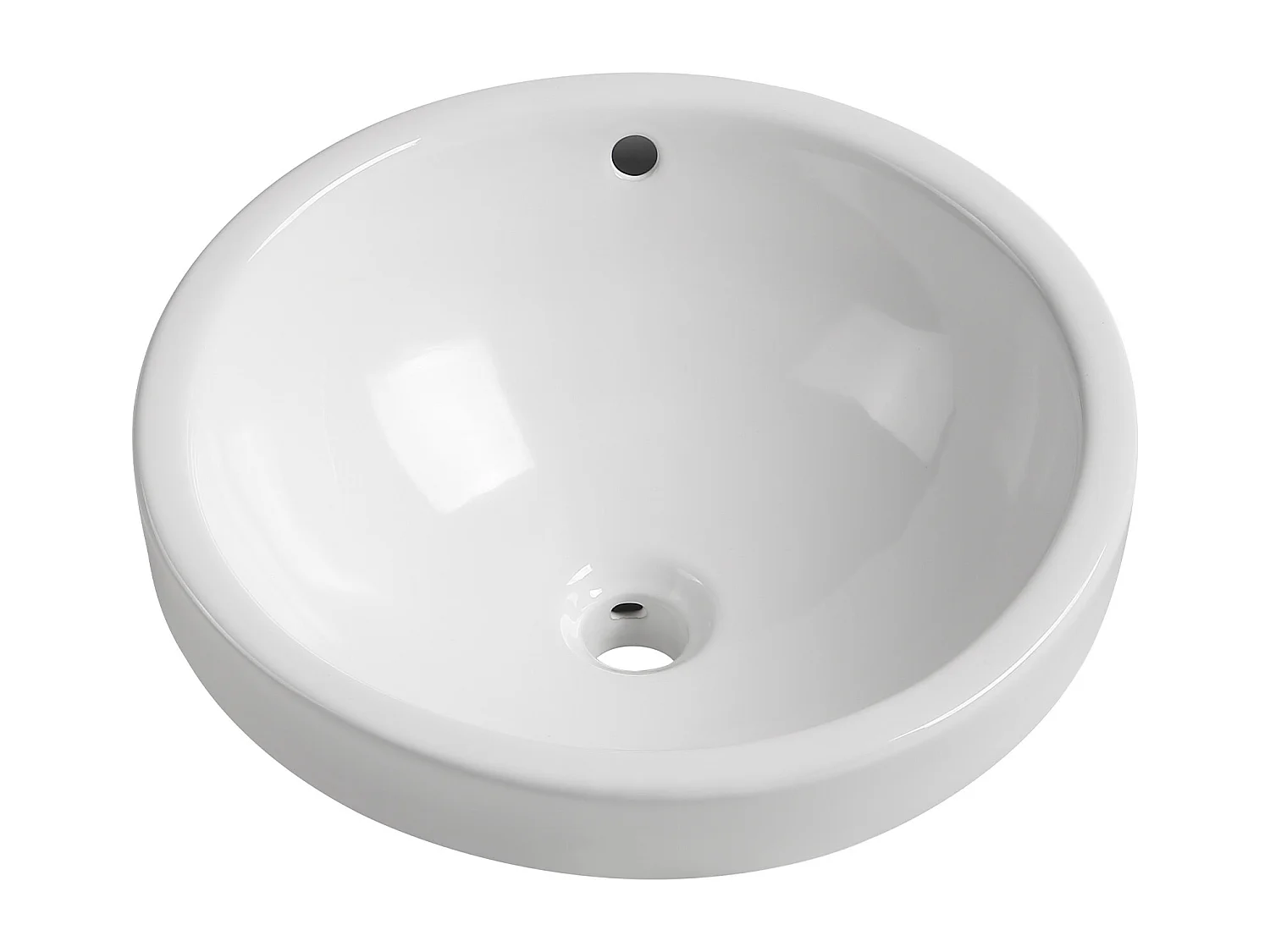 Vasque de salle de bain semi-encastrée ronde en céramique - 46 cm - Blanc - CATONAC II