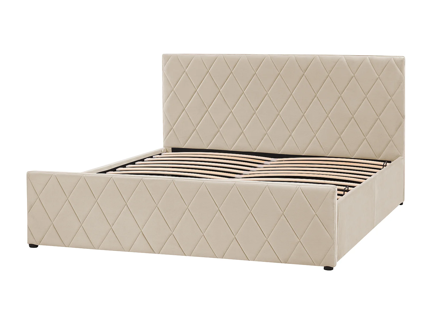 Bed met opbergruimte Fluweel ROCHEFORT 160 x 200 cm Beige