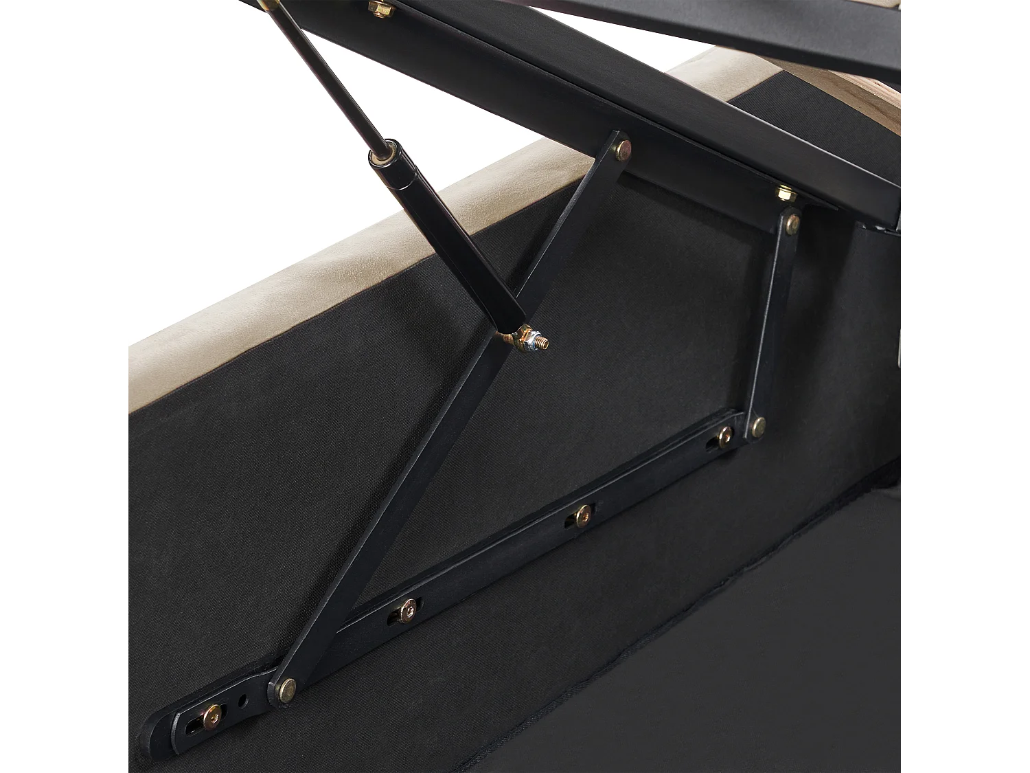 Schickes Doppelbett in Beige mit Bettkasten und Lattenrost 160x200 cm Rochefort