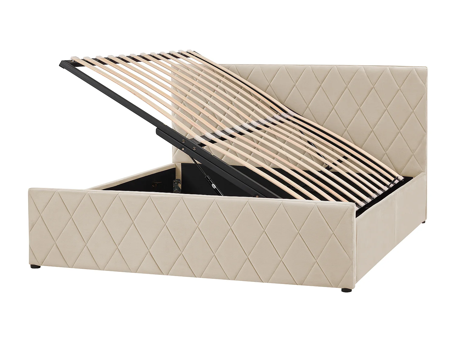 Bed met opbergruimte Fluweel ROCHEFORT 160 x 200 cm Beige