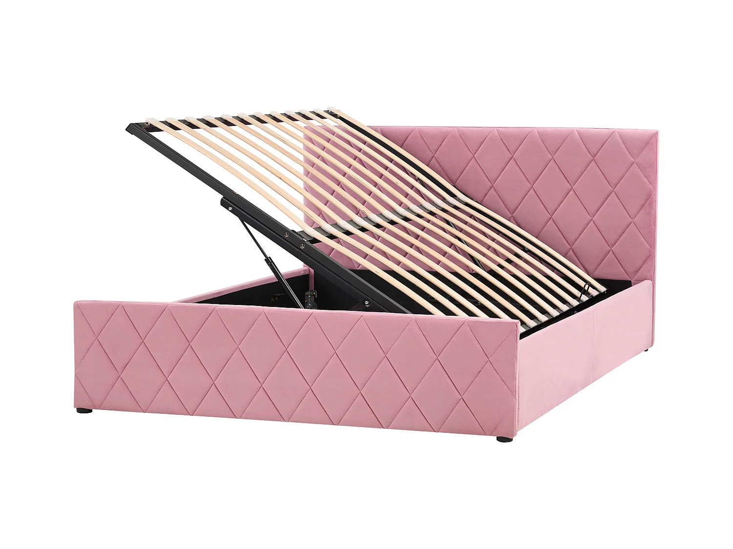 Letto con ottomano Velluto ROCHEFORT 140 x 200 cm Rosa