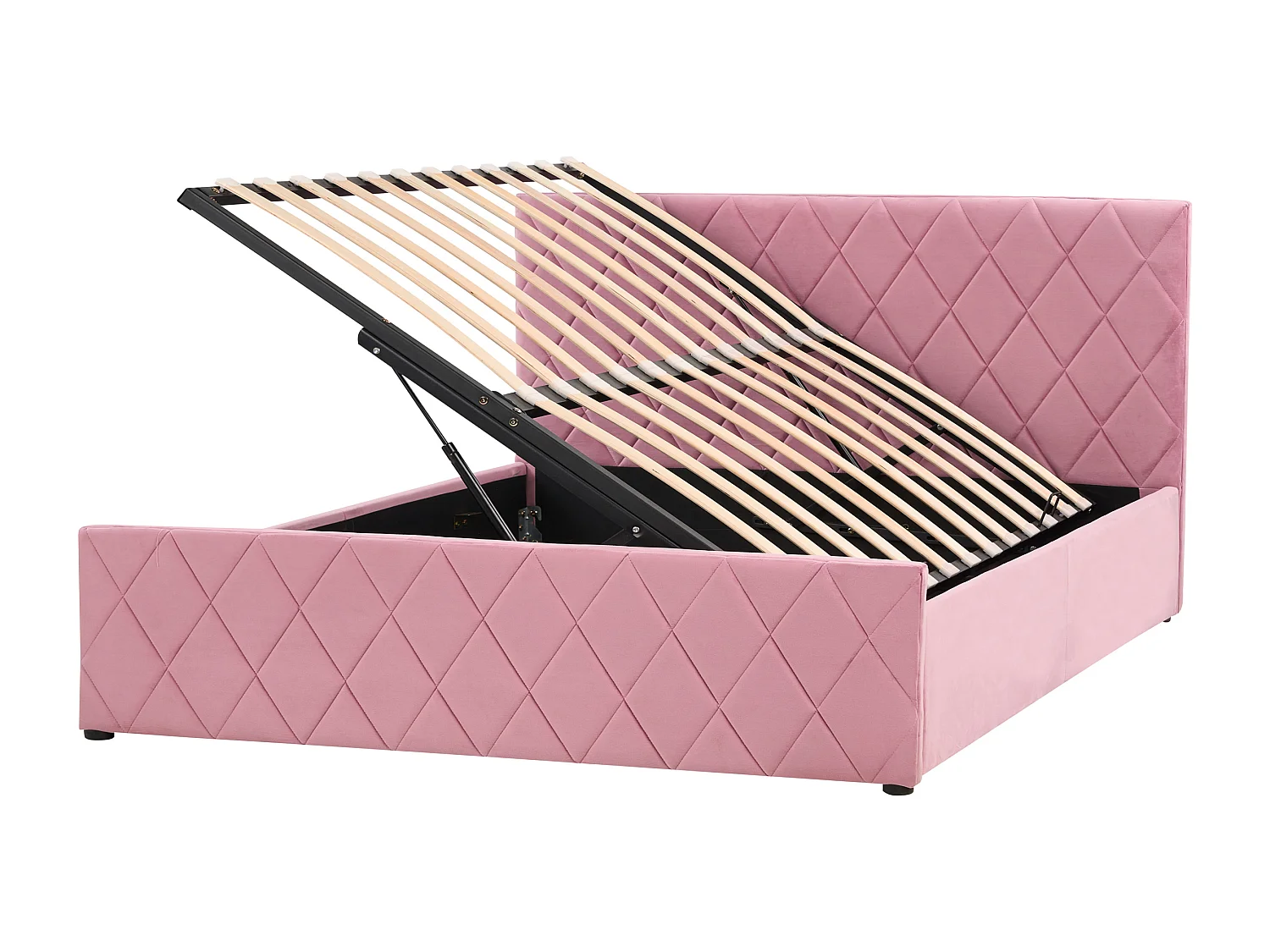 Schickes Doppelbett in Rosa mit Bettkasten und Lattenrost 140 x 200 cm Rochefort