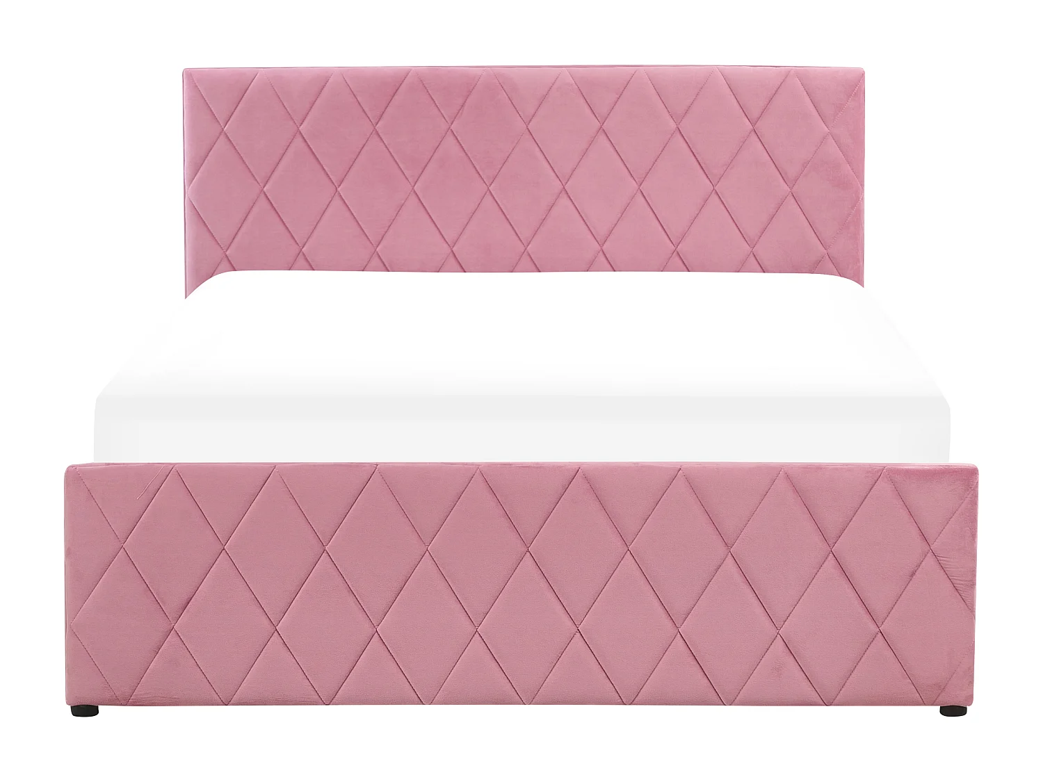 Letto con ottomano Velluto ROCHEFORT 140 x 200 cm Rosa