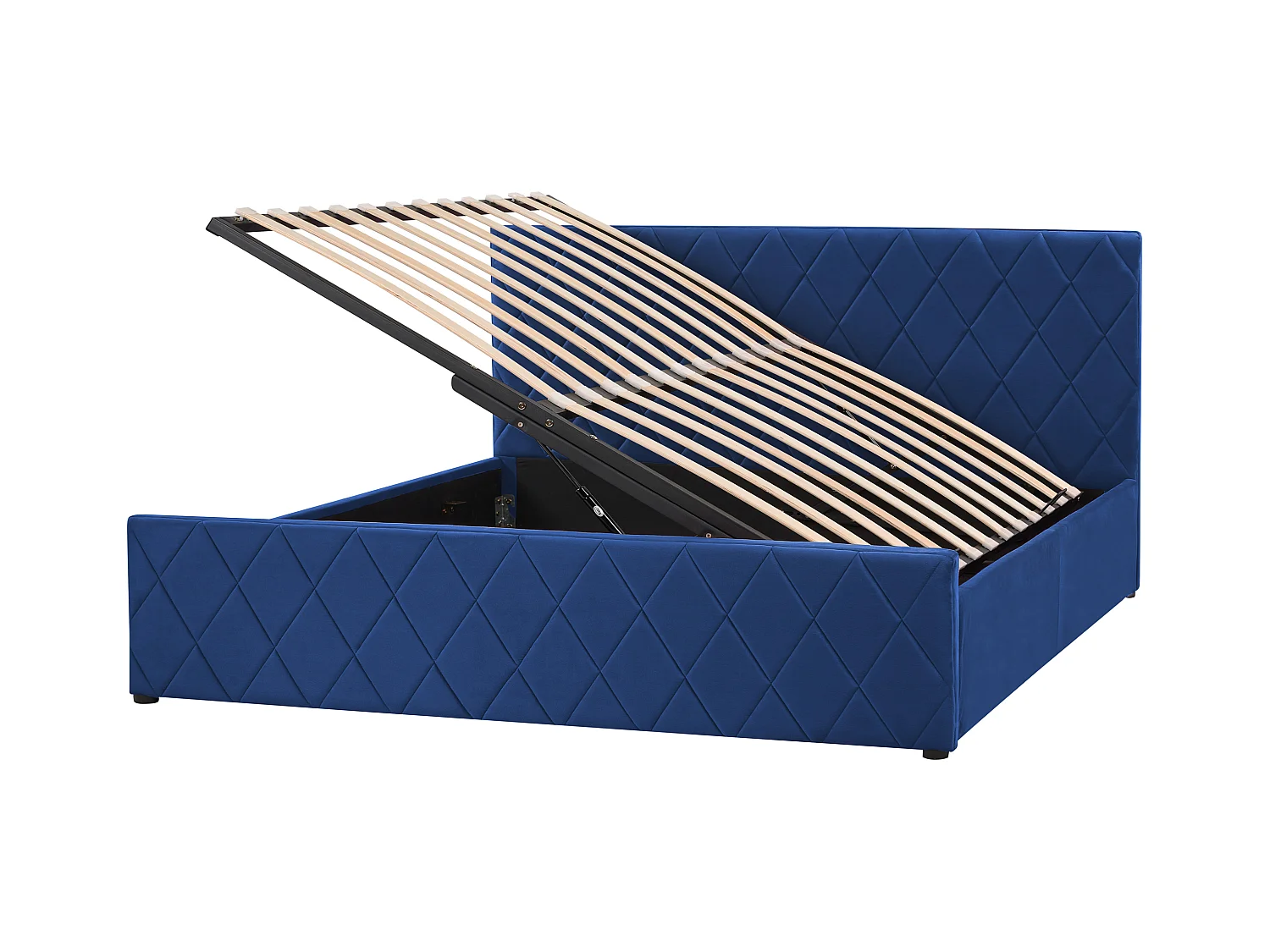 Lit ottoman Velours ROCHEFORT 160 x 200 cm Bleu marine