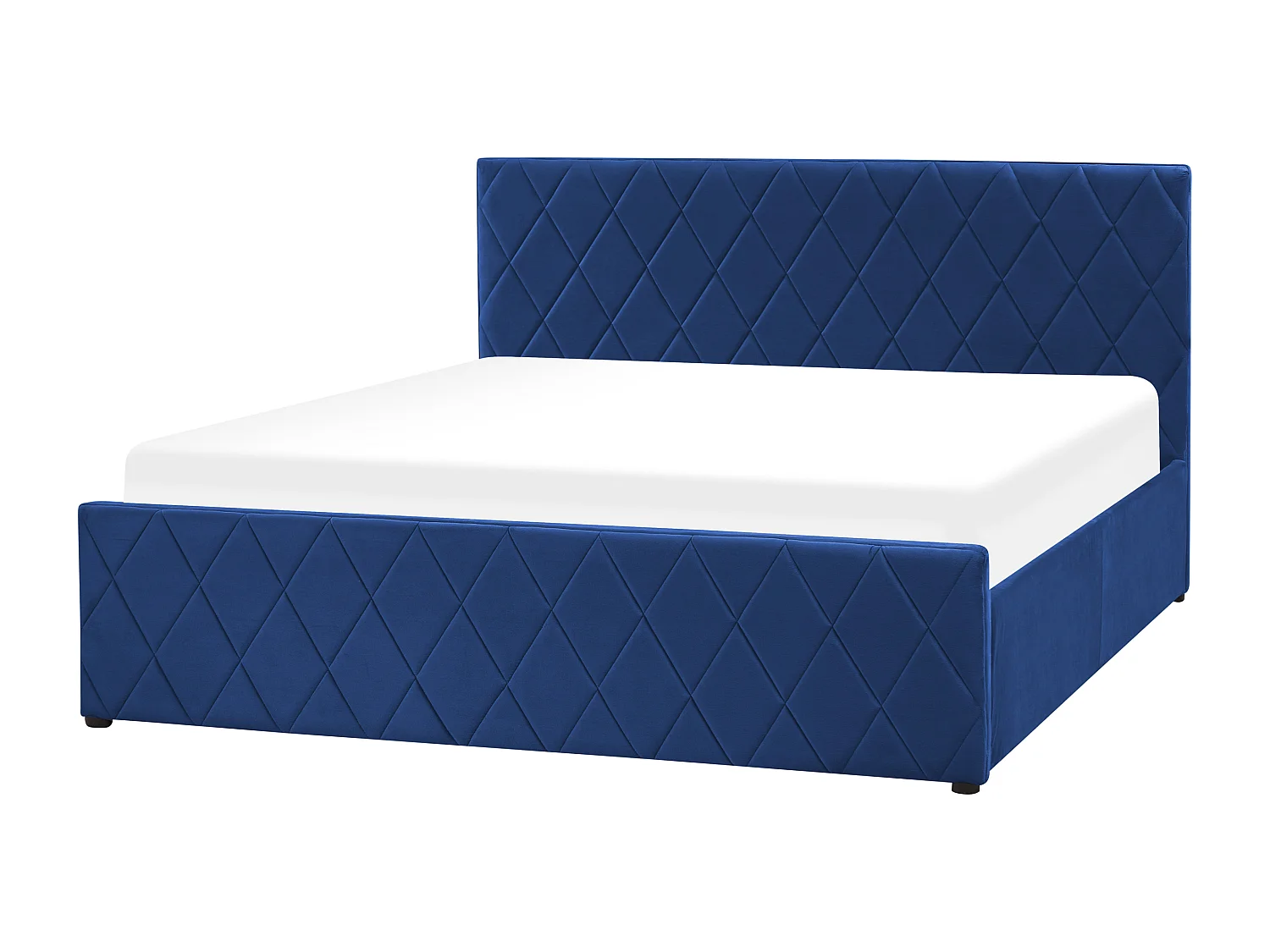 Lit ottoman Velours ROCHEFORT 160 x 200 cm Bleu marine