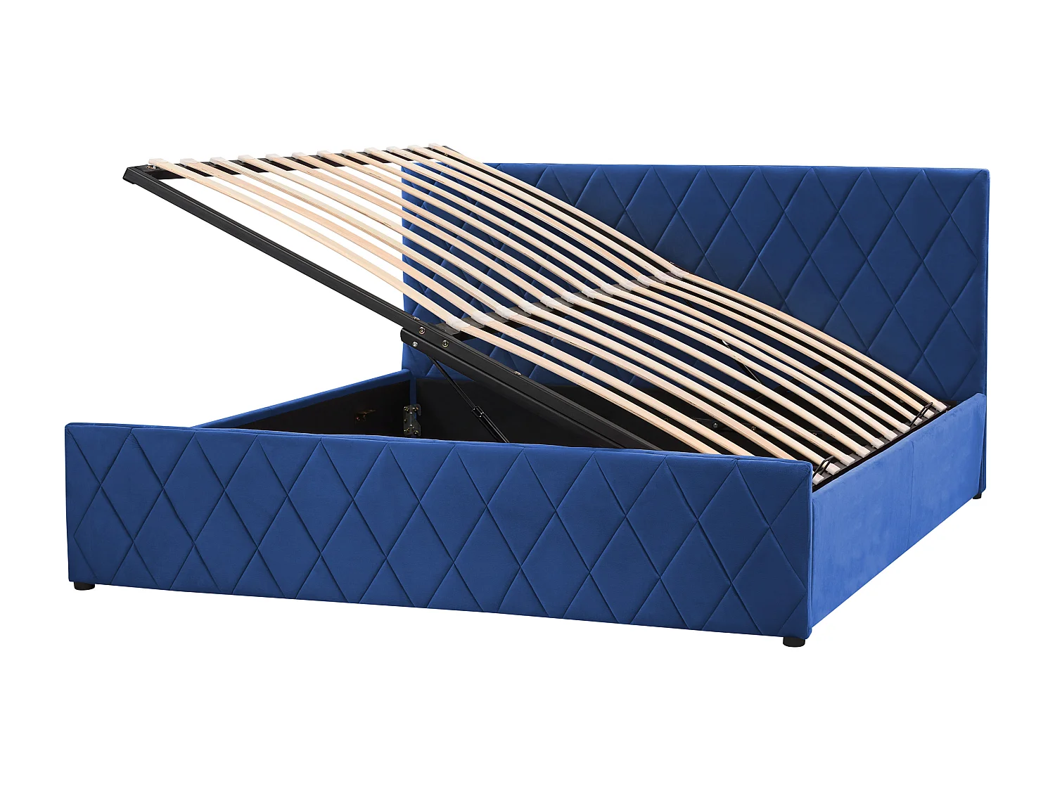 Cama con almacenaje Terciopelo ROCHEFORT 180 x 200 cm Azul marino