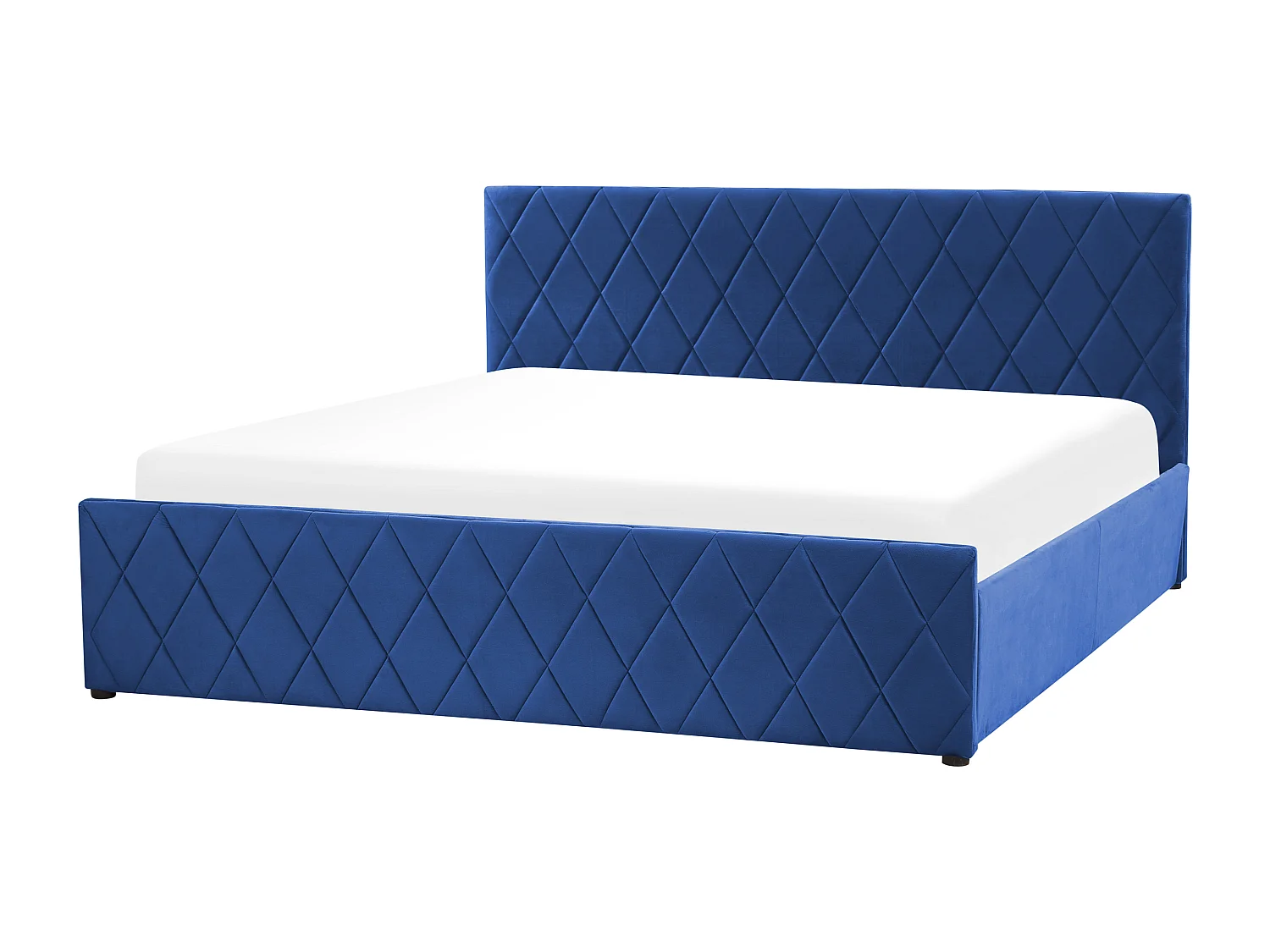 Lit ottoman Velours ROCHEFORT 180 x 200 cm Bleu marine