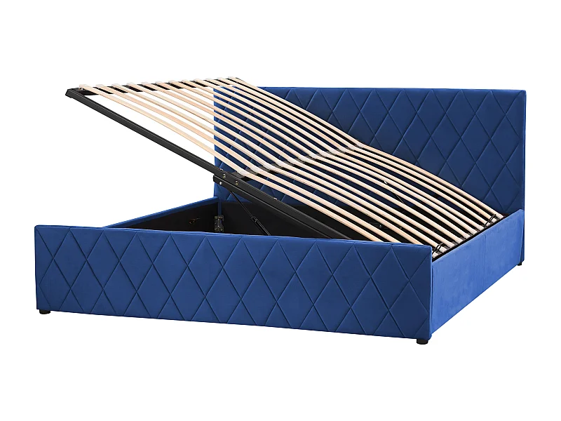 Lit ottoman Velours ROCHEFORT 180 x 200 cm Bleu marine