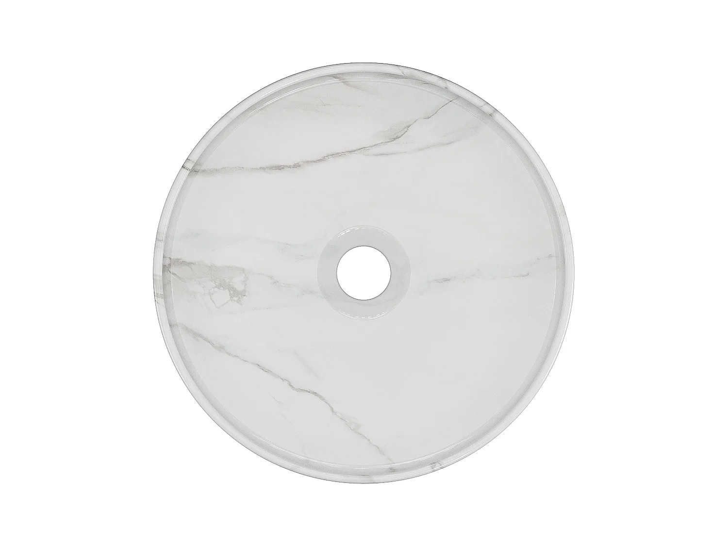 Vasque à poser ronde blanche effet marbre en céramique - 36 cm - VIAMARBA