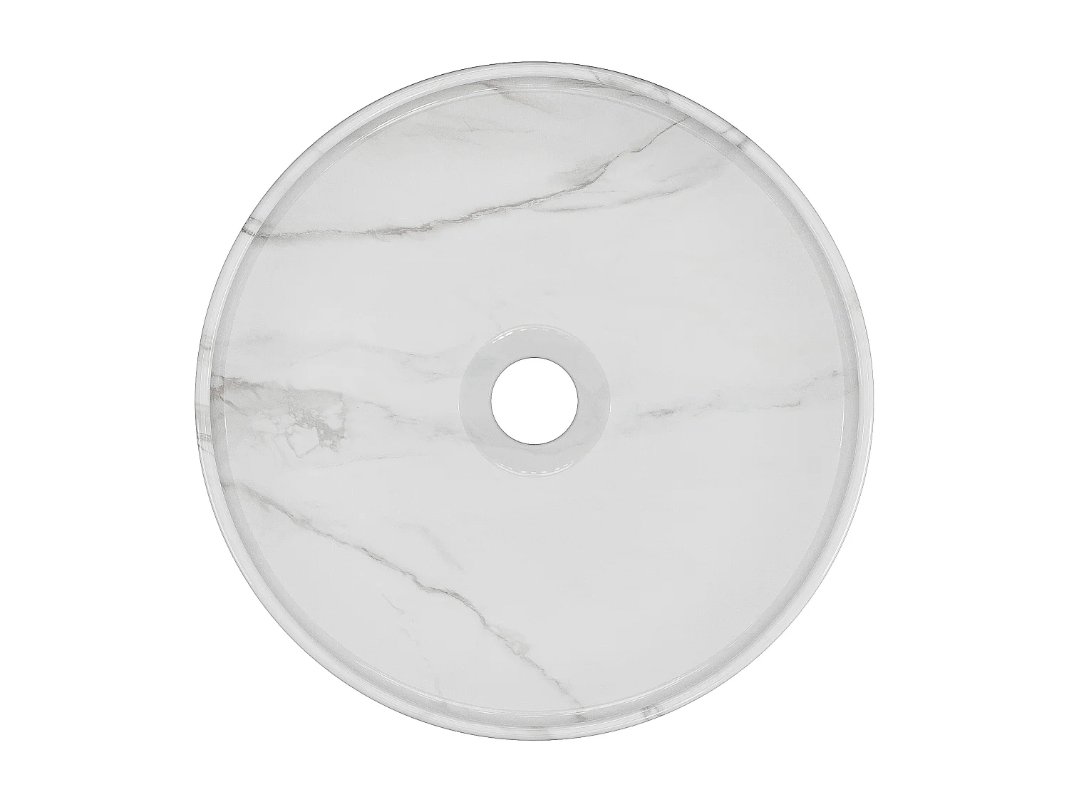 Rundt hvit servant marmoreffekt i keramikk - 36 cm - VIAMARBA