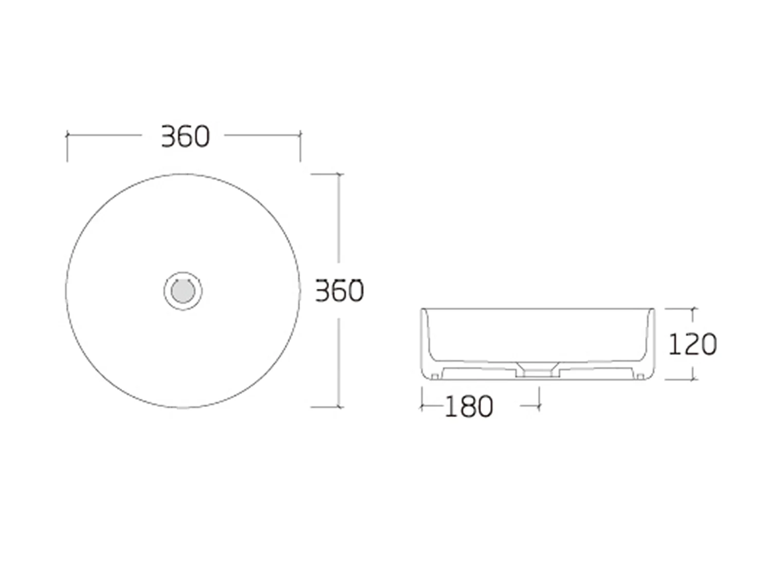 Rundt hvit servant marmoreffekt i keramikk - 36 cm - VIAMARBA