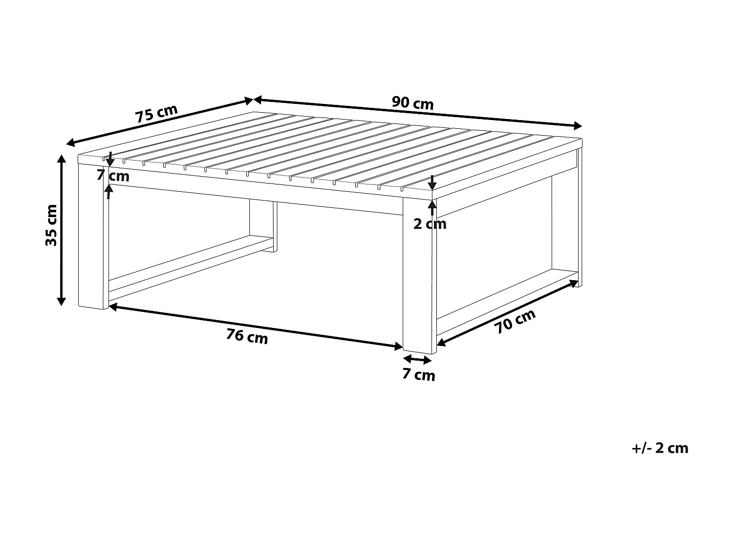 Table basse de jardin TIMOR 90 cm 75 cm Acacia Rouge foncé