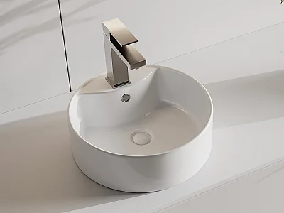 Lavabo da appoggio 40 cm Bianco rotondo in Ceramica - DARINI