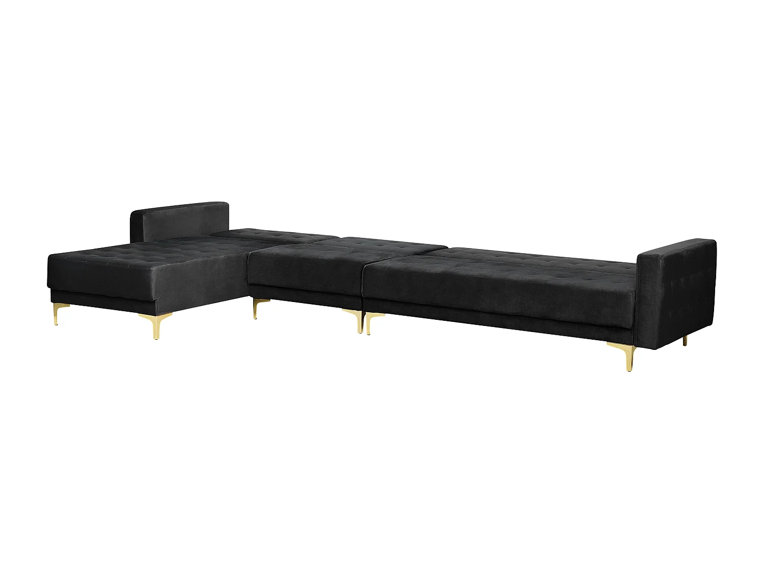 Sofá-cama de canto modular ABERDEEN Veludo Preto 5 lugares à direita