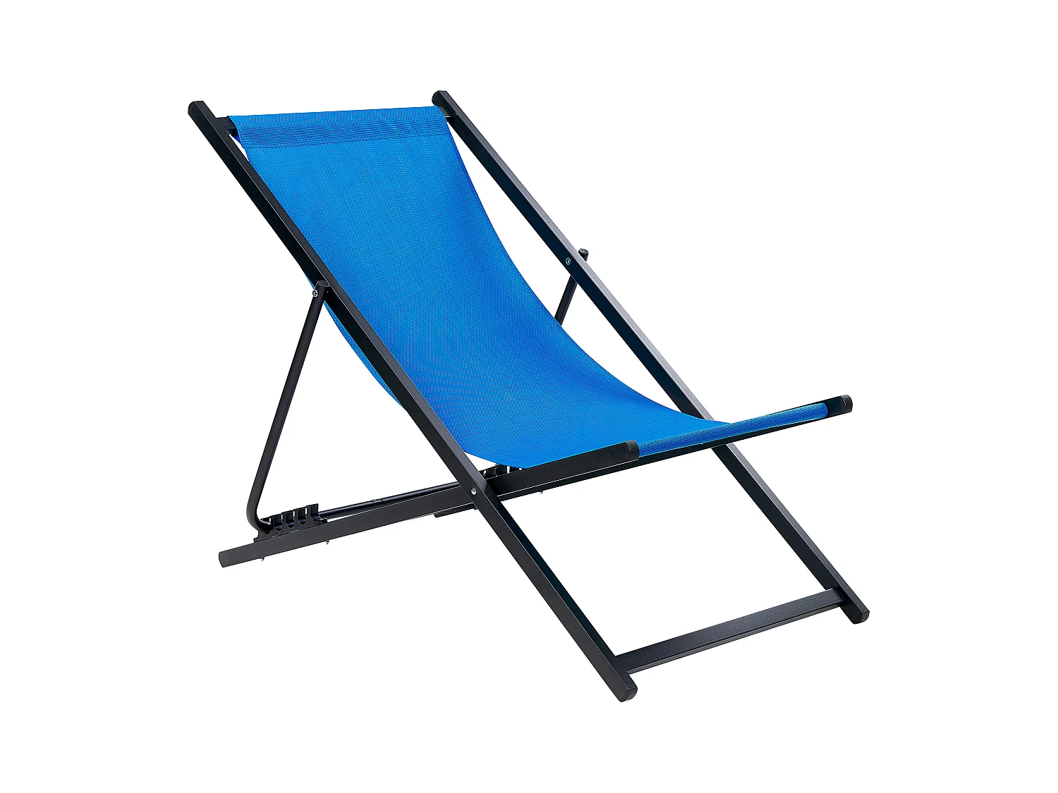 Outdoor Liegestuhl faltbar Aluminium schwarz mit Stoffbespannung blau Locri II