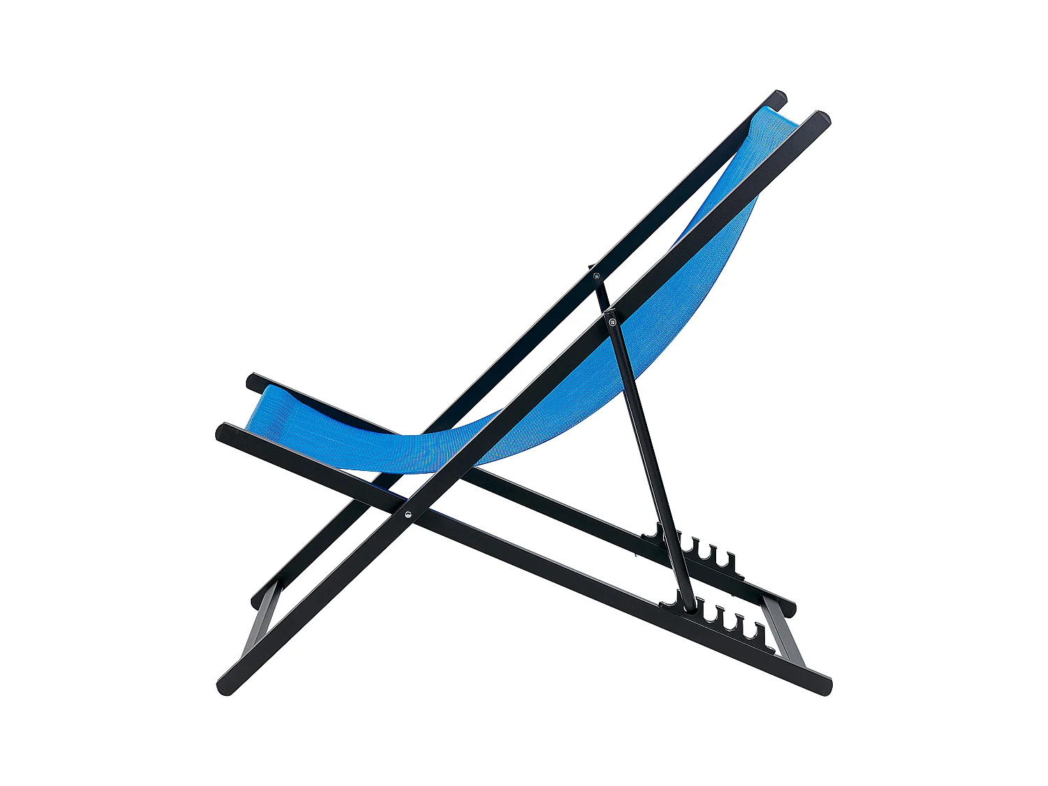 Outdoor Liegestuhl faltbar Aluminium schwarz mit Stoffbespannung blau Locri II