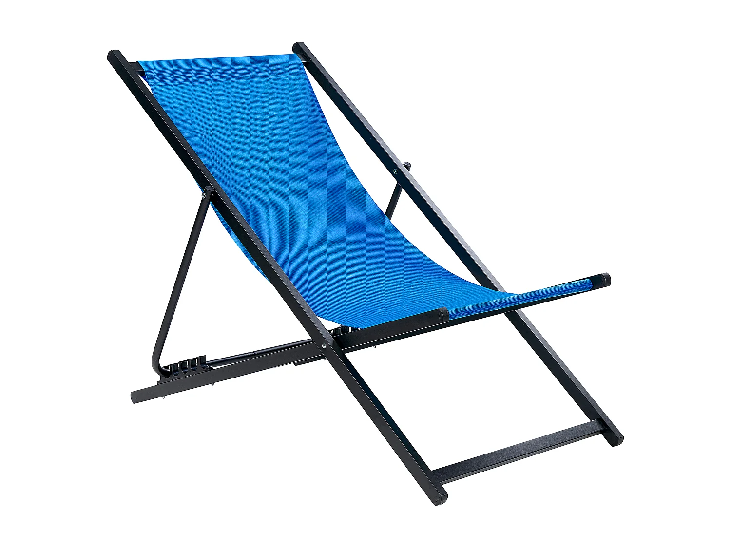 Outdoor Liegestuhl faltbar Aluminium schwarz mit Stoffbespannung blau Locri II