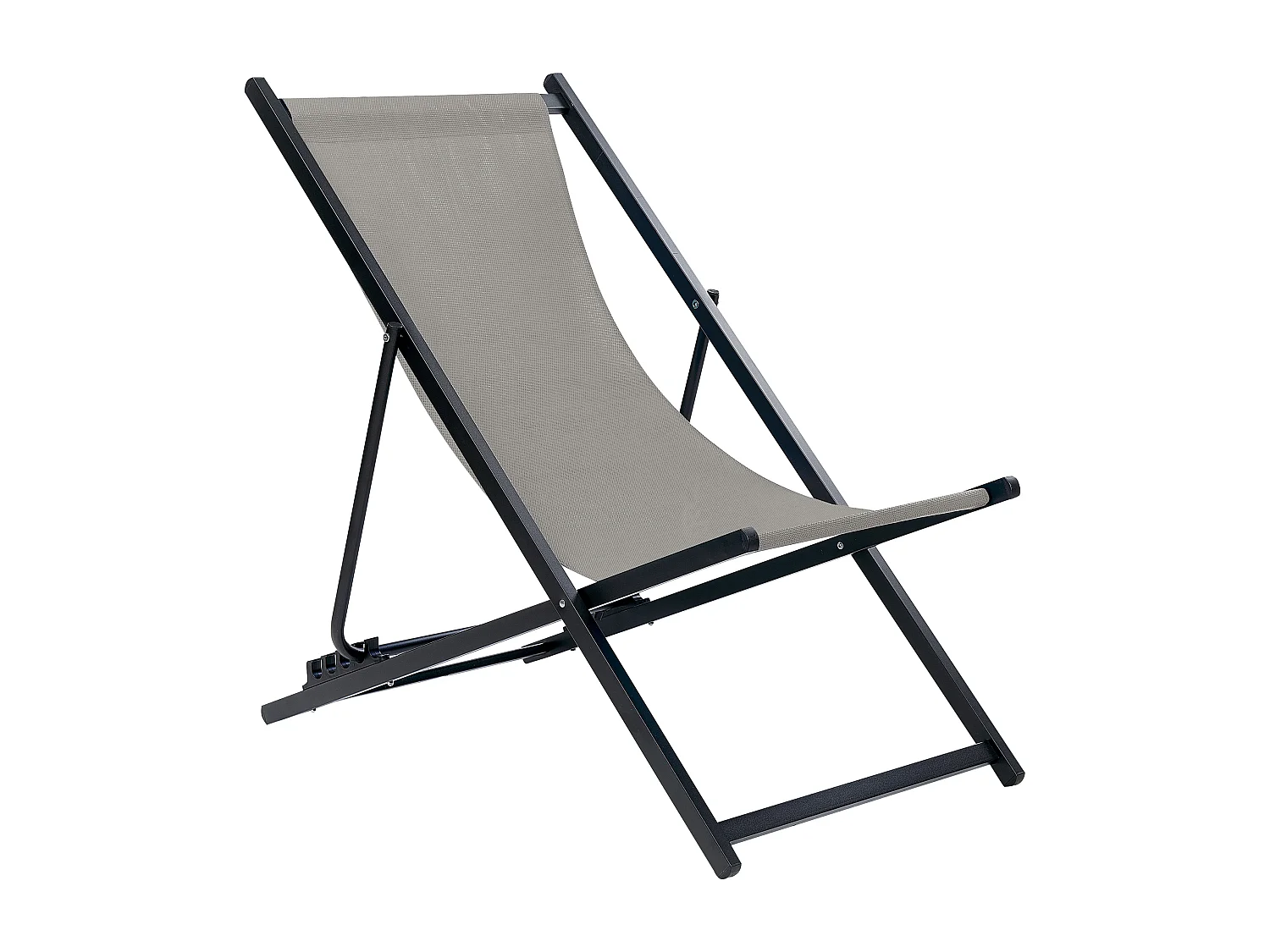 Outdoor Liegestuhl faltbar Aluminium schwarz mit Stoffbespannung grau Locri II