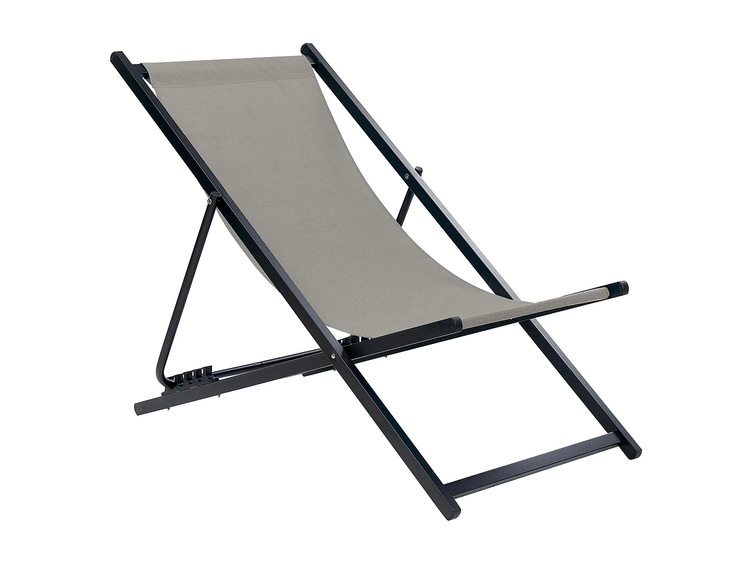 Outdoor Liegestuhl faltbar Aluminium schwarz mit Stoffbespannung grau Locri II