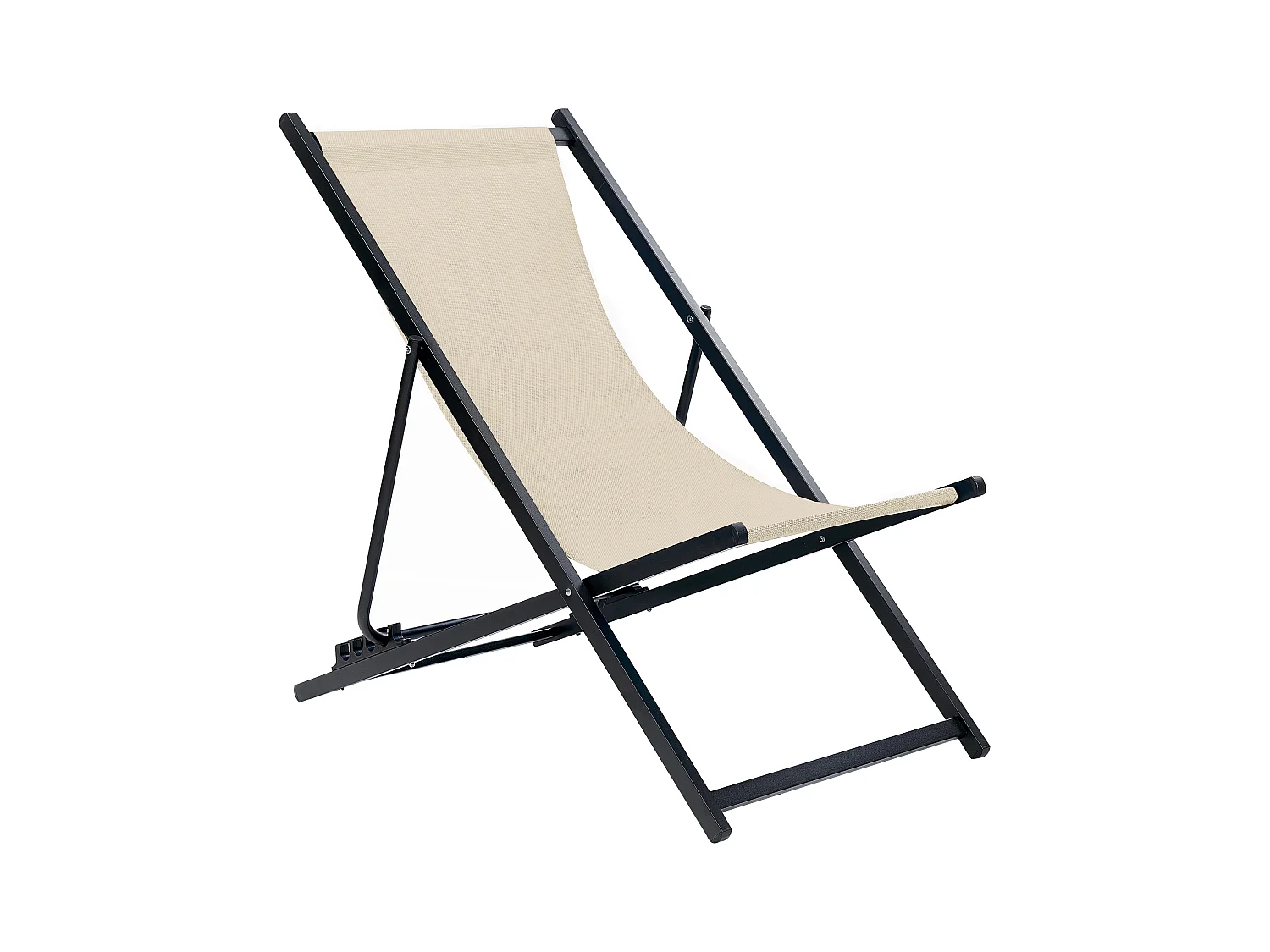 Outdoor Liegestuhl faltbar Aluminium schwarz mit Stoffbespannung beige Locri II