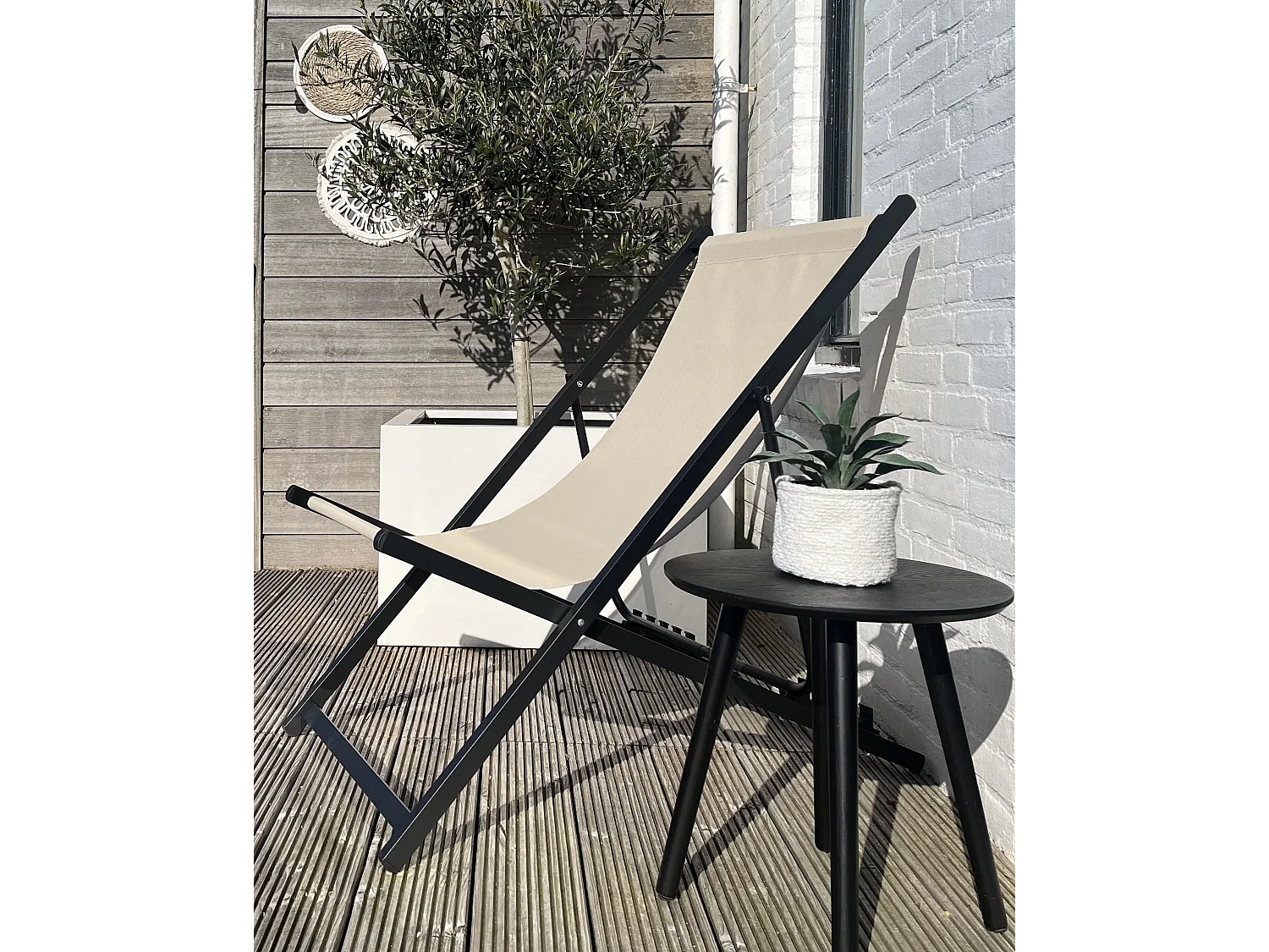 Folding Deck Chair LOCRI II Metal Beige