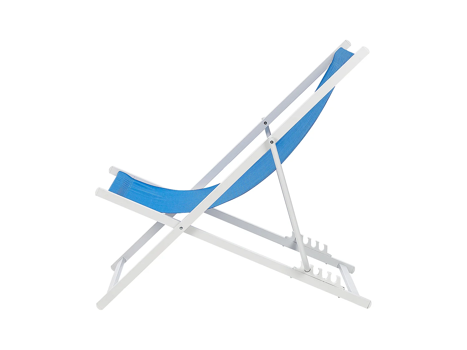 Outdoor Liegestuhl faltbar Aluminium weiß mit Stoffbespannung blau Locri II