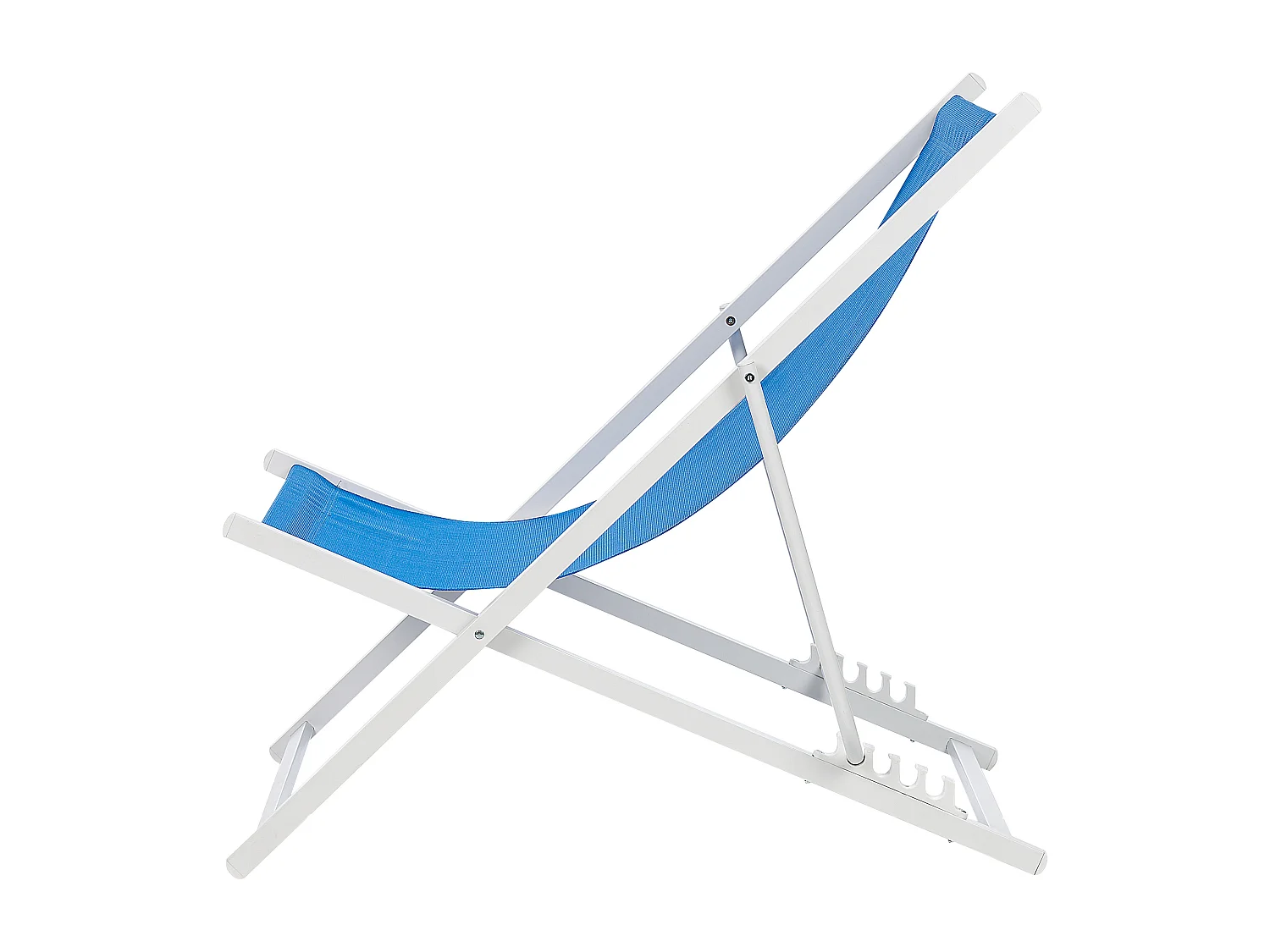 Outdoor Liegestuhl faltbar Aluminium weiß mit Stoffbespannung blau Locri II