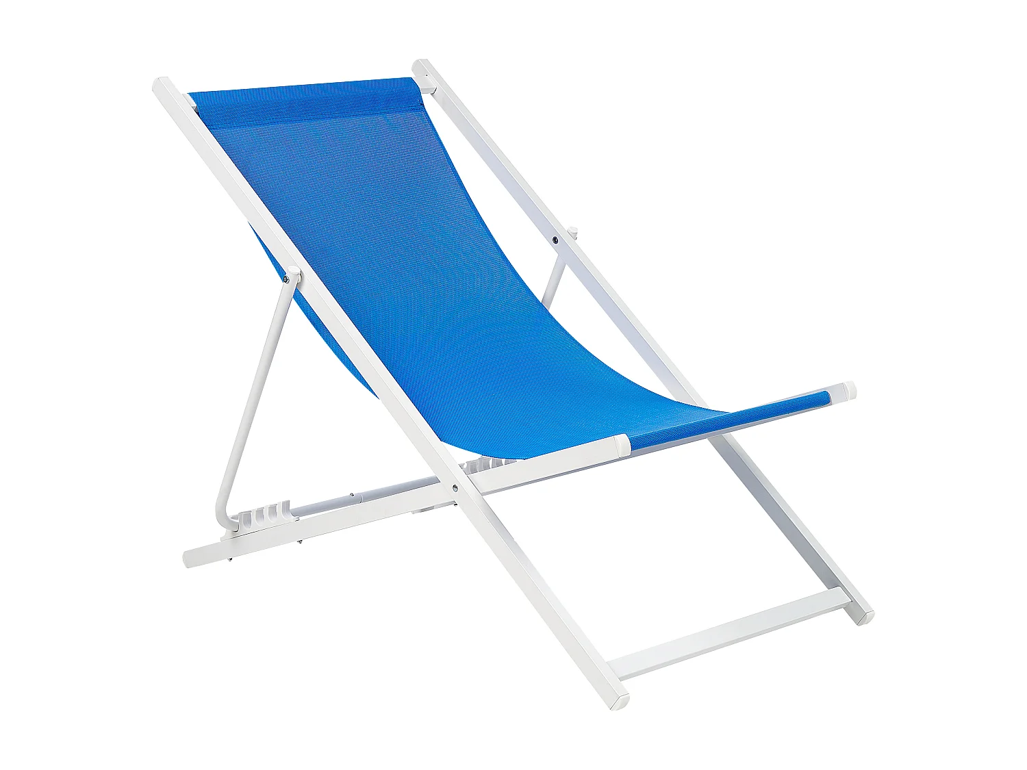 Outdoor Liegestuhl faltbar Aluminium weiß mit Stoffbespannung blau Locri II