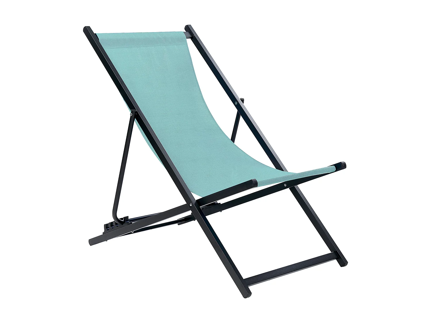Outdoor Liegestuhl faltbar Aluminium schwarz mit Bespannung blau türkis Locri II