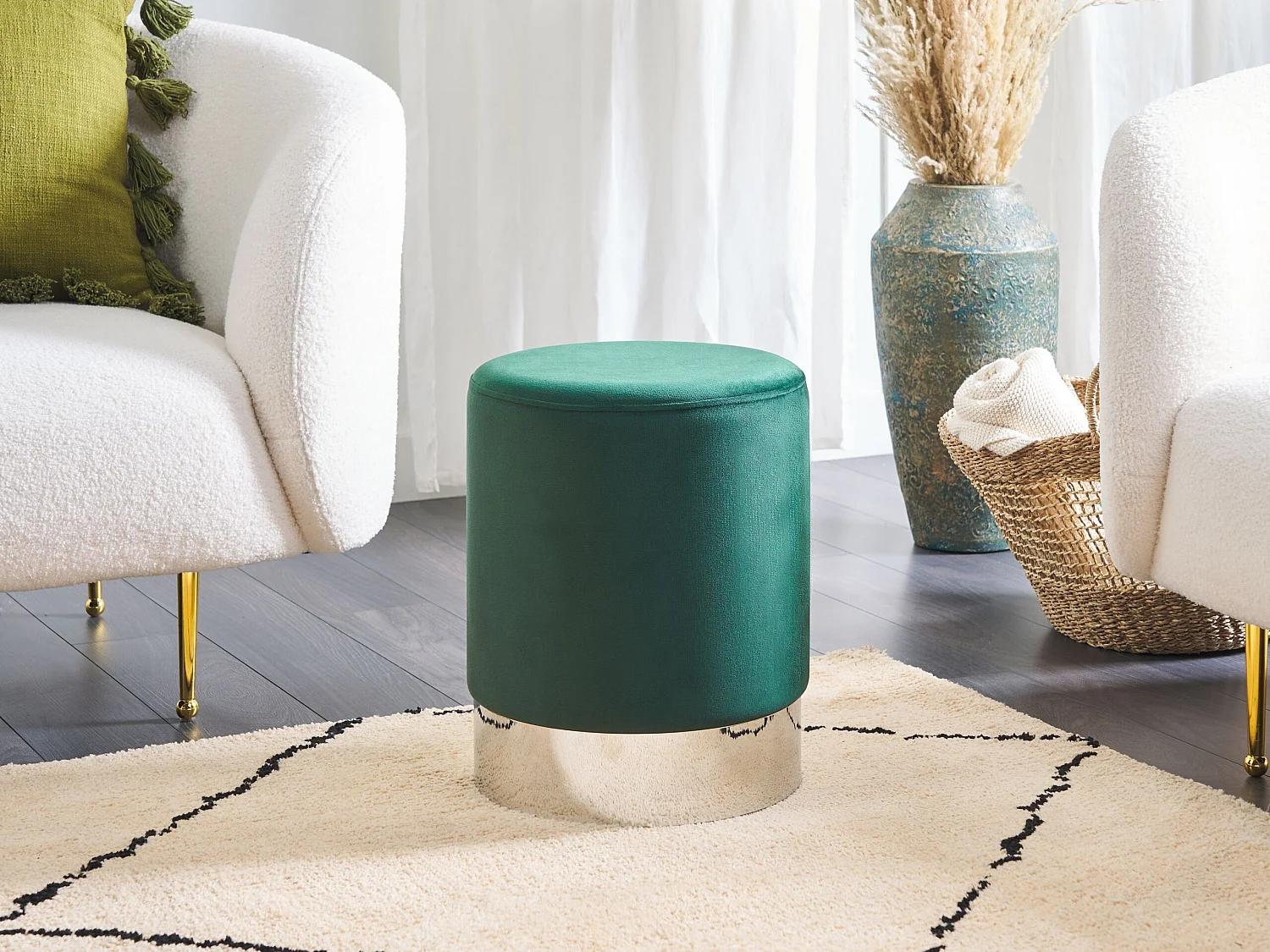 Pouf BRIGITTE Velluto Verde smeraldo 36 cm 36 cm 44 cm