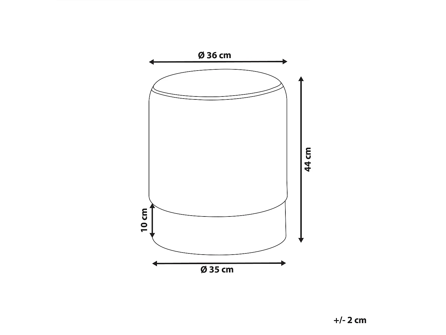 Poef BRIGITTE Fluweel Zwart 36 cm 36 cm 44 cm