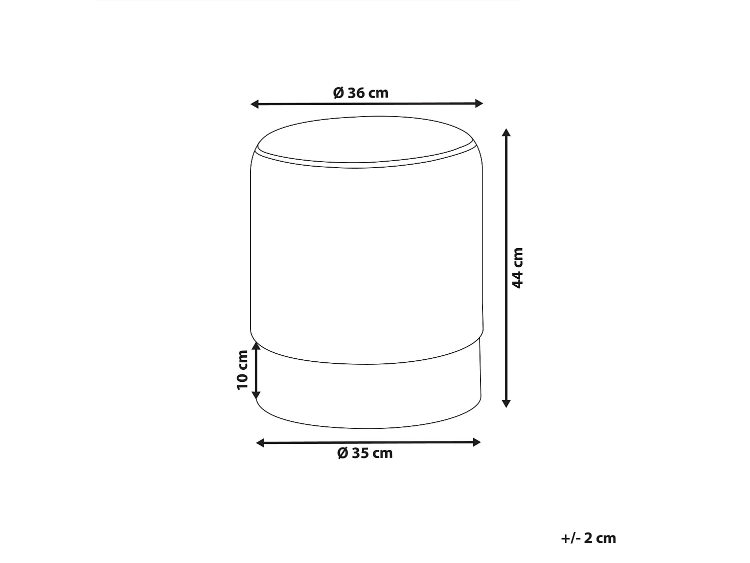 Poef BRIGITTE Fluweel Zwart 36 cm 36 cm 44 cm